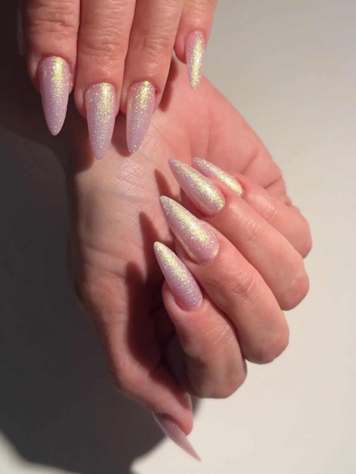 summer glitter nails 2026 Lavender Iridescent Sparkle For Dreamy Summer Evenings