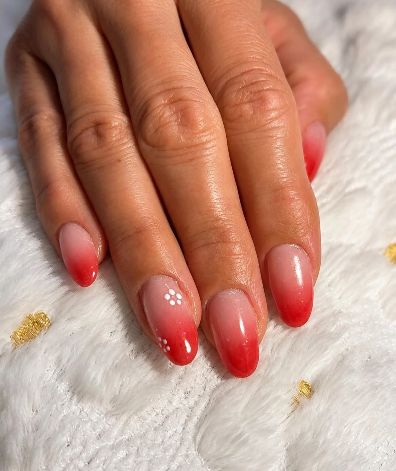 summer ombre nails 2026 Cherry Red Blurred Ombre Tips