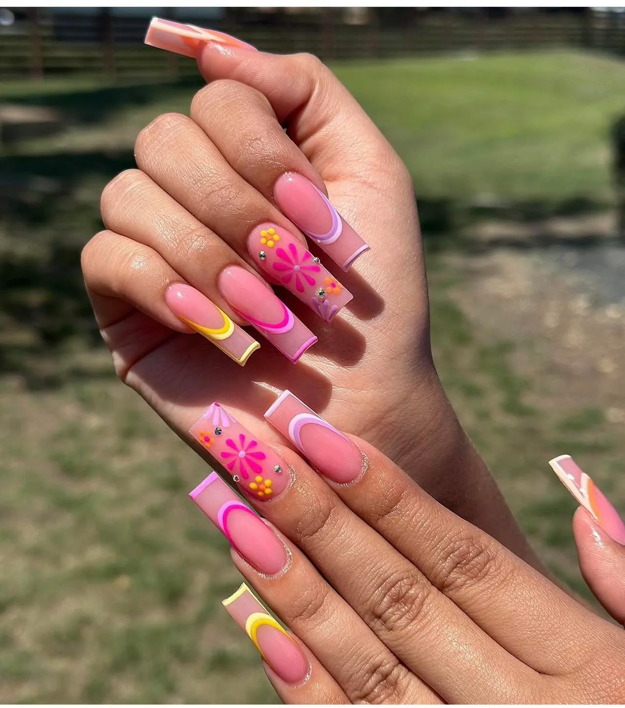 summer vibrant nails 2026 Retro Bloom French Tips With Glossy Pink Tones