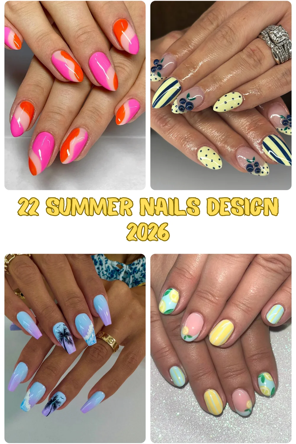 22 Summer Nails Design 2026 - Bright Tropical, Floral & French Manicure Ideas