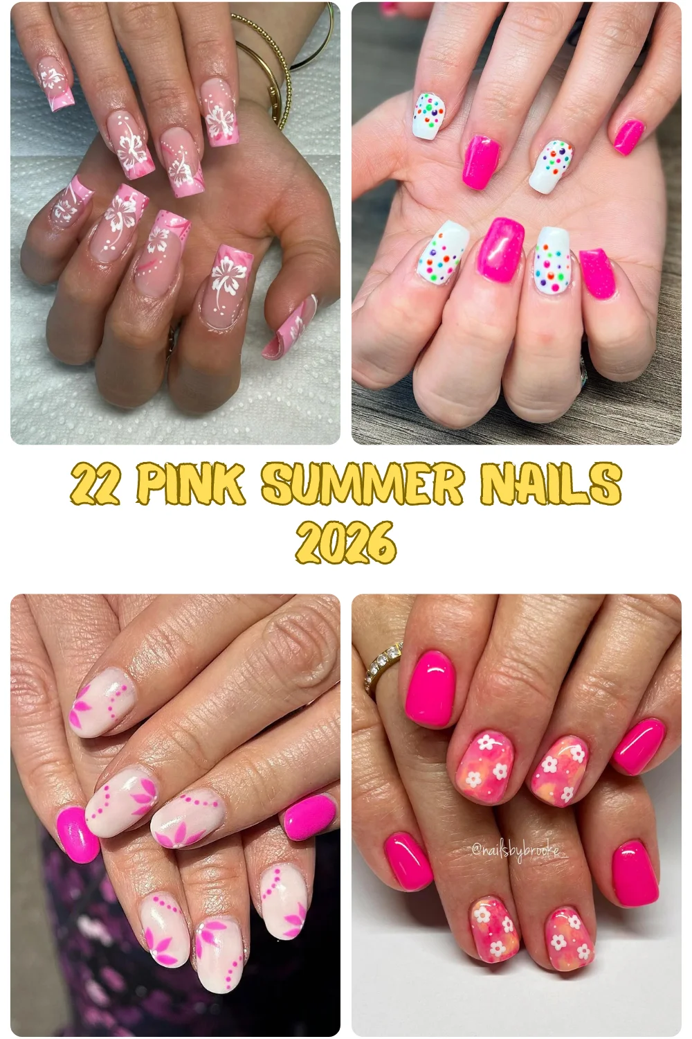 22 Pink Summer Nails 2026 - Bright French Tips, Floral Art And Cute Vacation Inspo