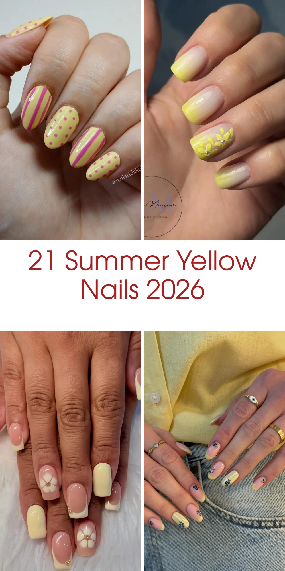 21 Summer Yellow Nails 2026 - Bright, Butter Yellow & Floral Manicure Ideas