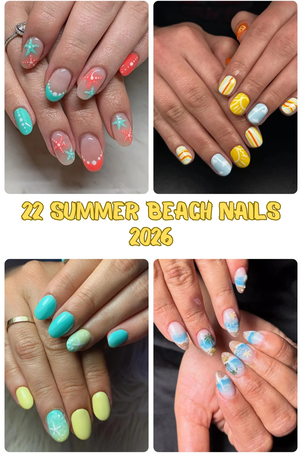 22 Summer Beach Nails 2026 - Bright Coastal Designs, Starfish Art & Tropical Mani Ideas