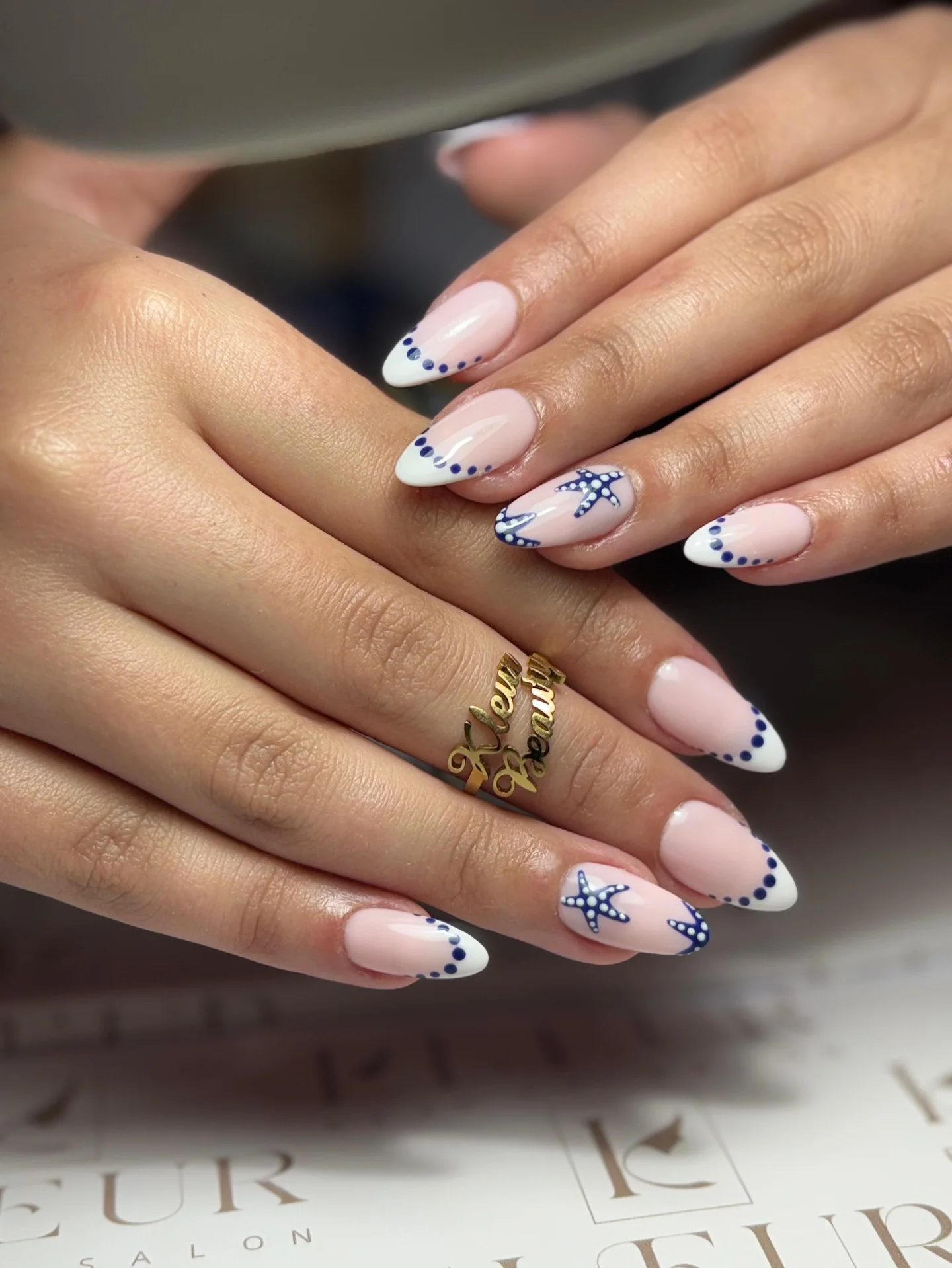 starfish summer nails 2026 Coastal French Elegance With Ocean Blue Details