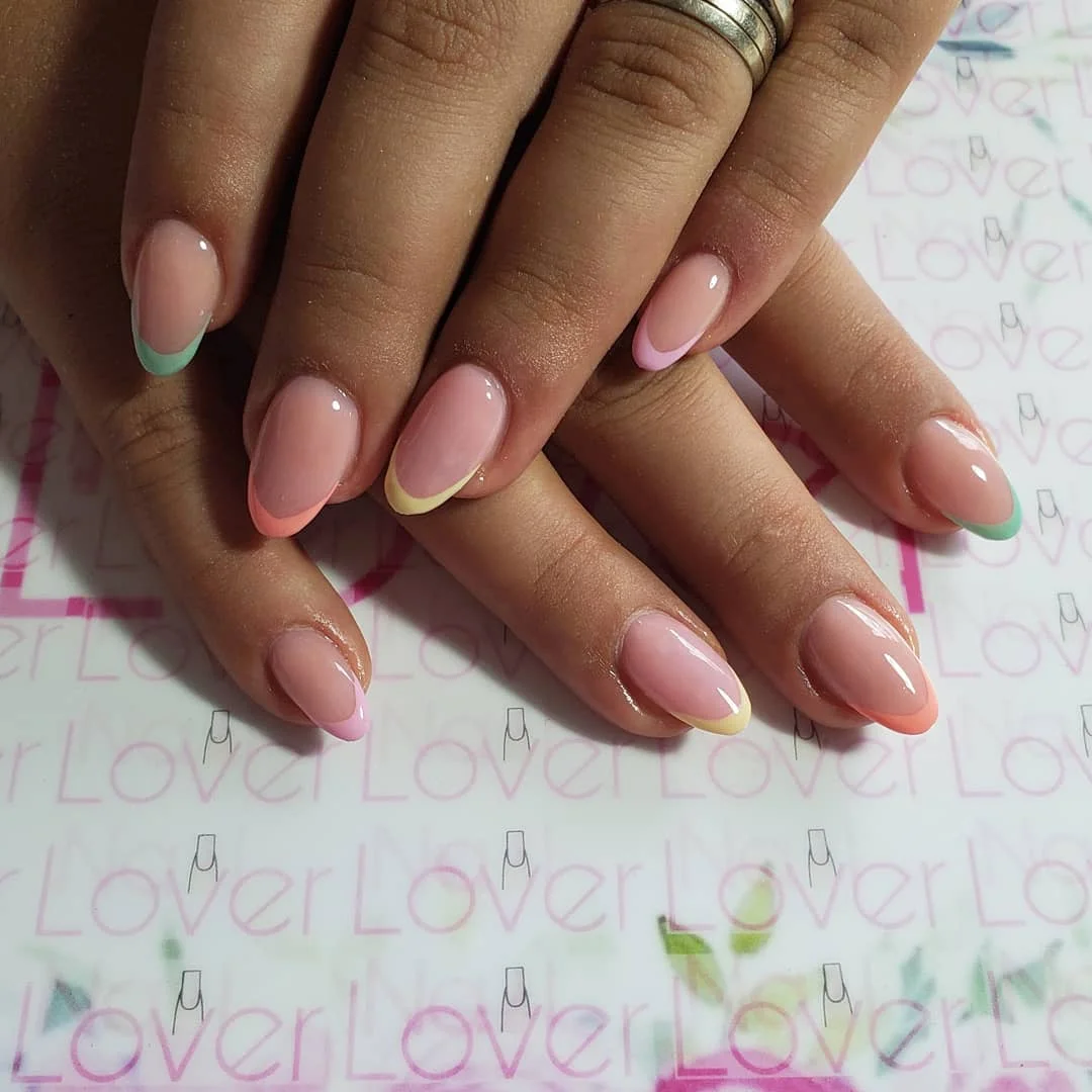 summer oval nails 2026 Pastel Rainbow French Tips For A Soft Summer Refresh