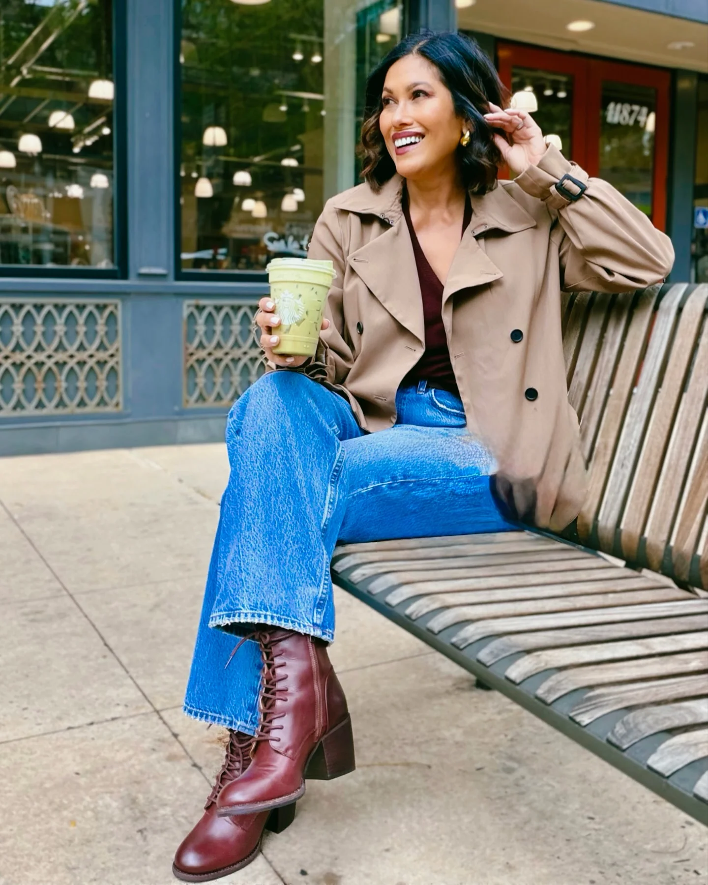 what to wear in fall 2026 over 50 Relaxed Denim And Rich Burgundy For Everyday Fall Style