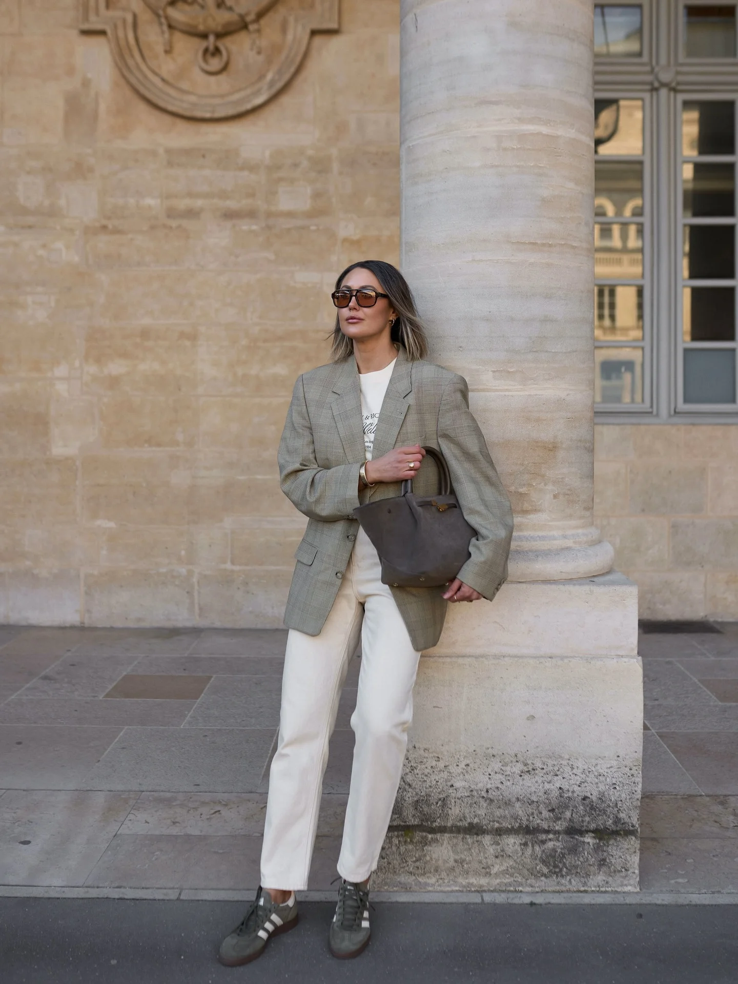 cute fall blazer outfits 2026 Soft Plaid Blazer With Elevated Casual Basics