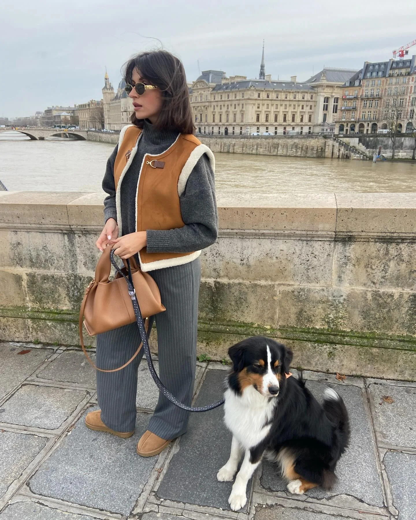 fall outfits with vests 2026 Parisian Elegance With A Shearling Vest