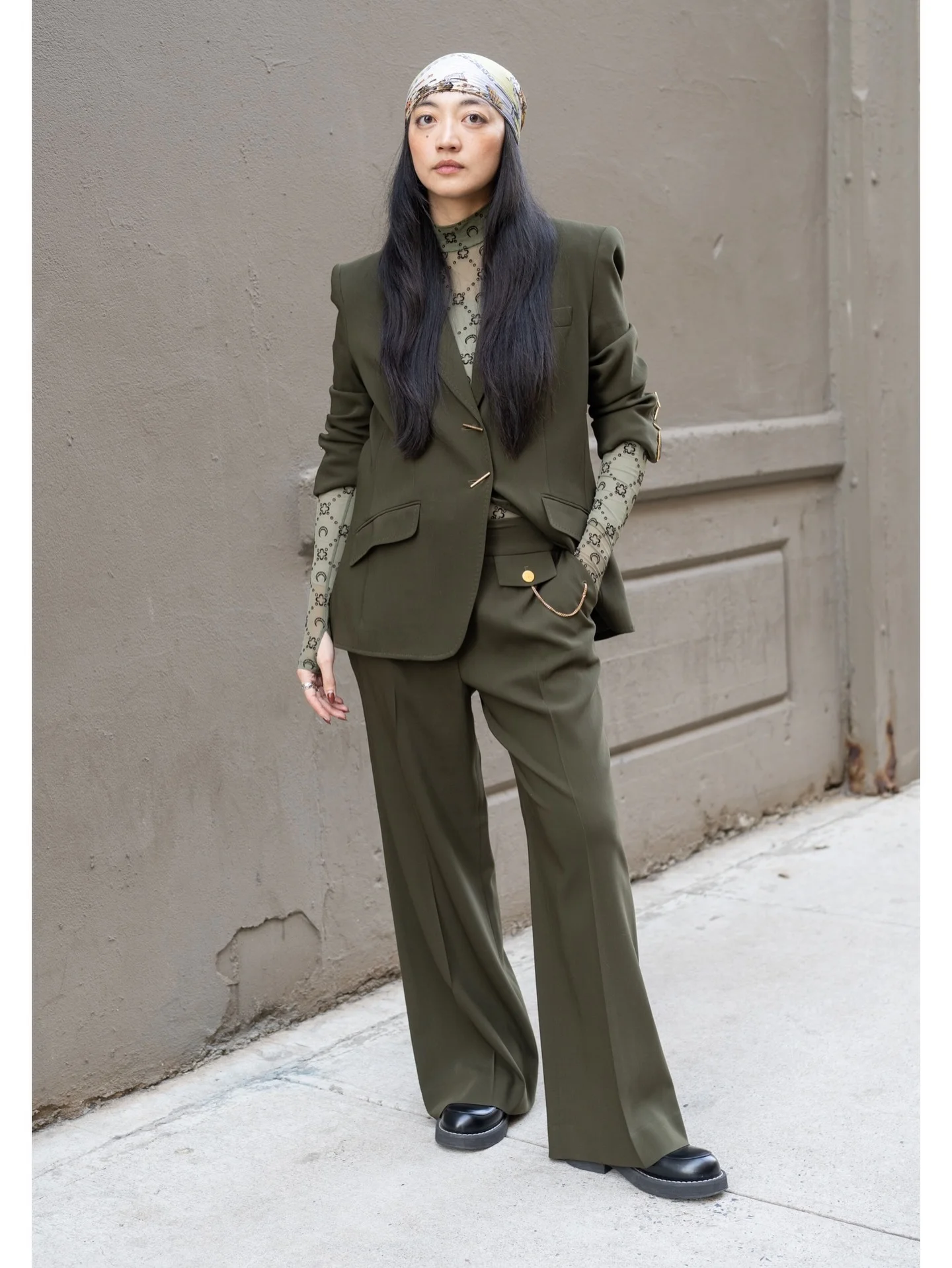 fall streetwear outfits nyc 2026 Modern Olive Suiting With Creative Edge