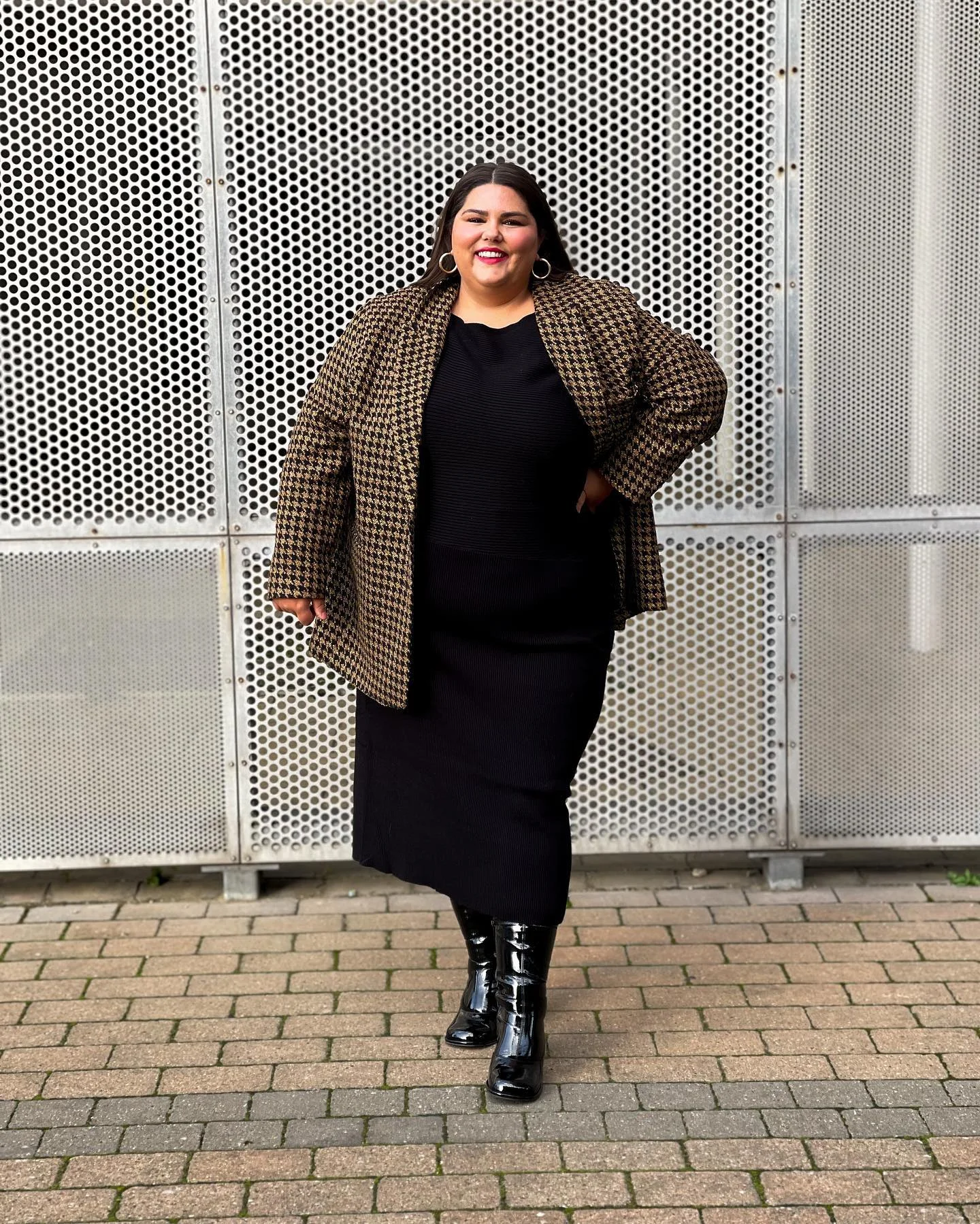 fall outfits for plus size women 2026 Polished Houndstooth Layers For Modern Office Days