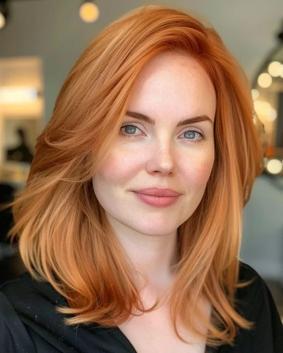 july hair color ideas 2026 Soft Apricot Ginger Glow