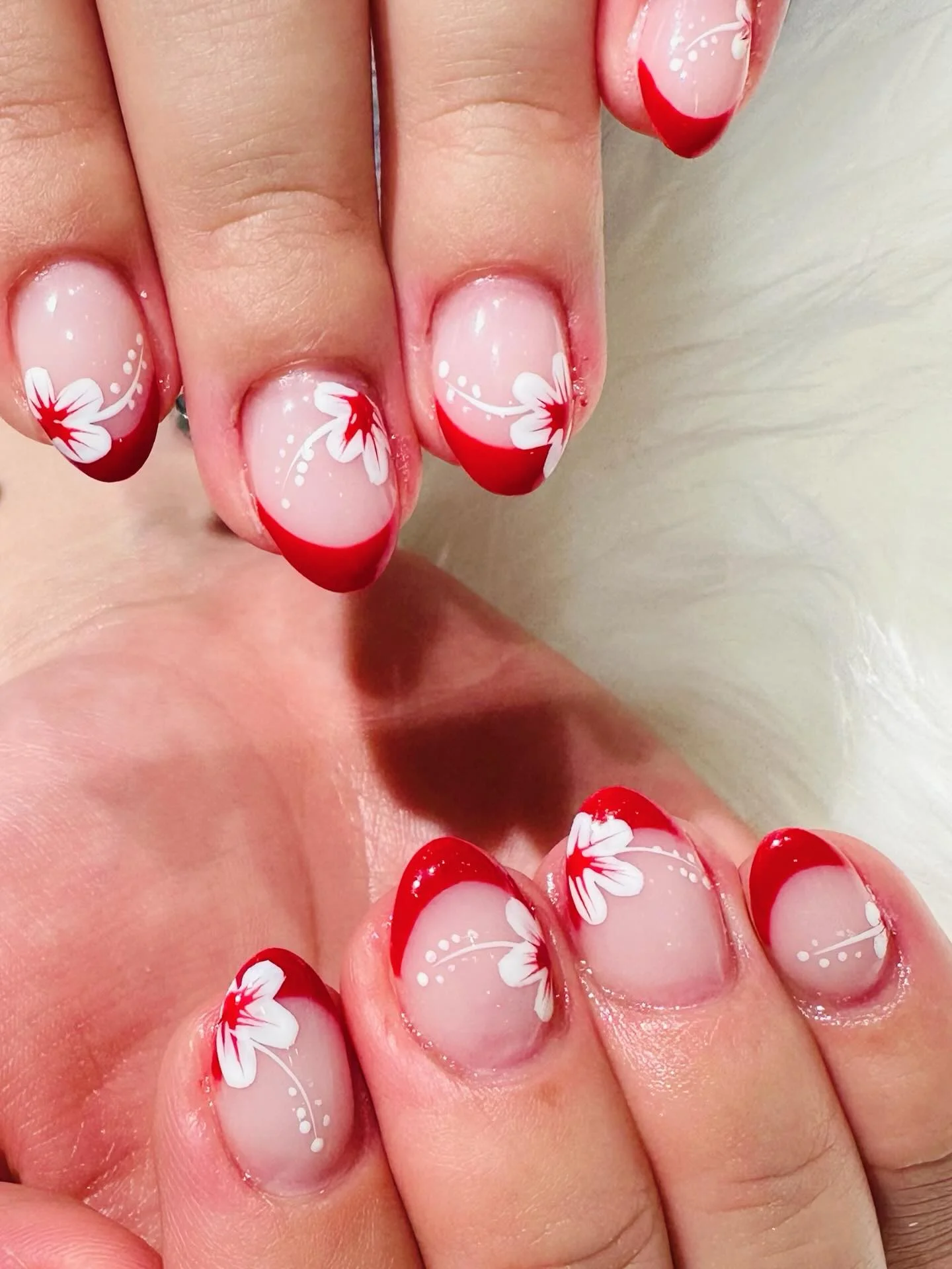 july nails design ideas 2026 Cherry Blossom French Tips With A Romantic Summer Touch