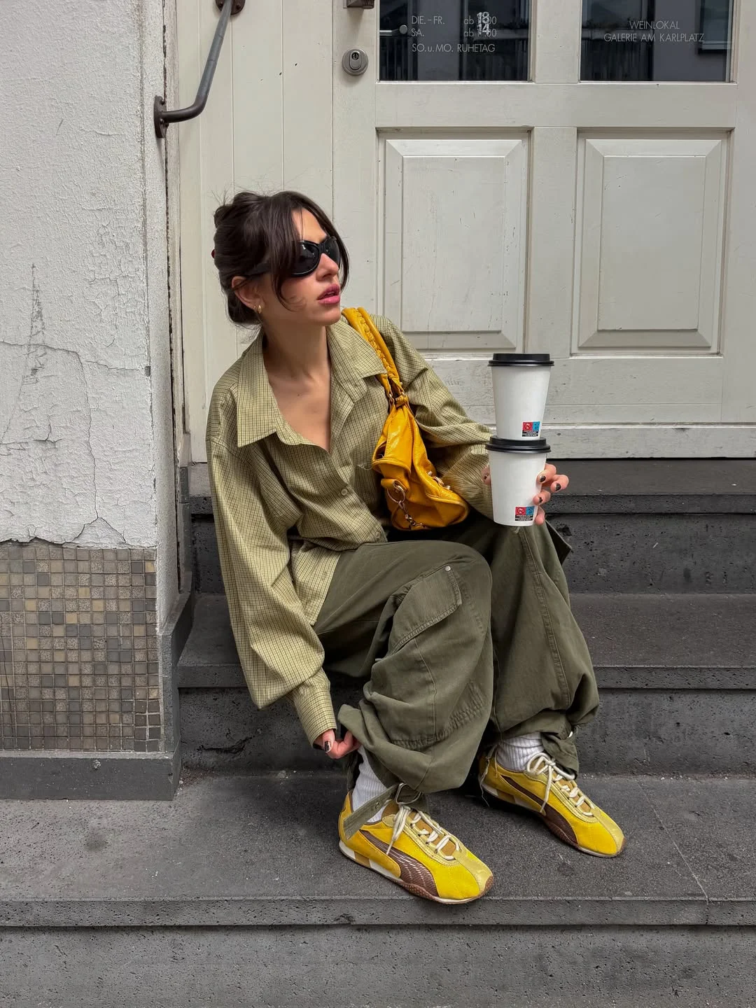 new trends fall fashion 2026 Olive Utility Layers With Retro Sneaker Energy