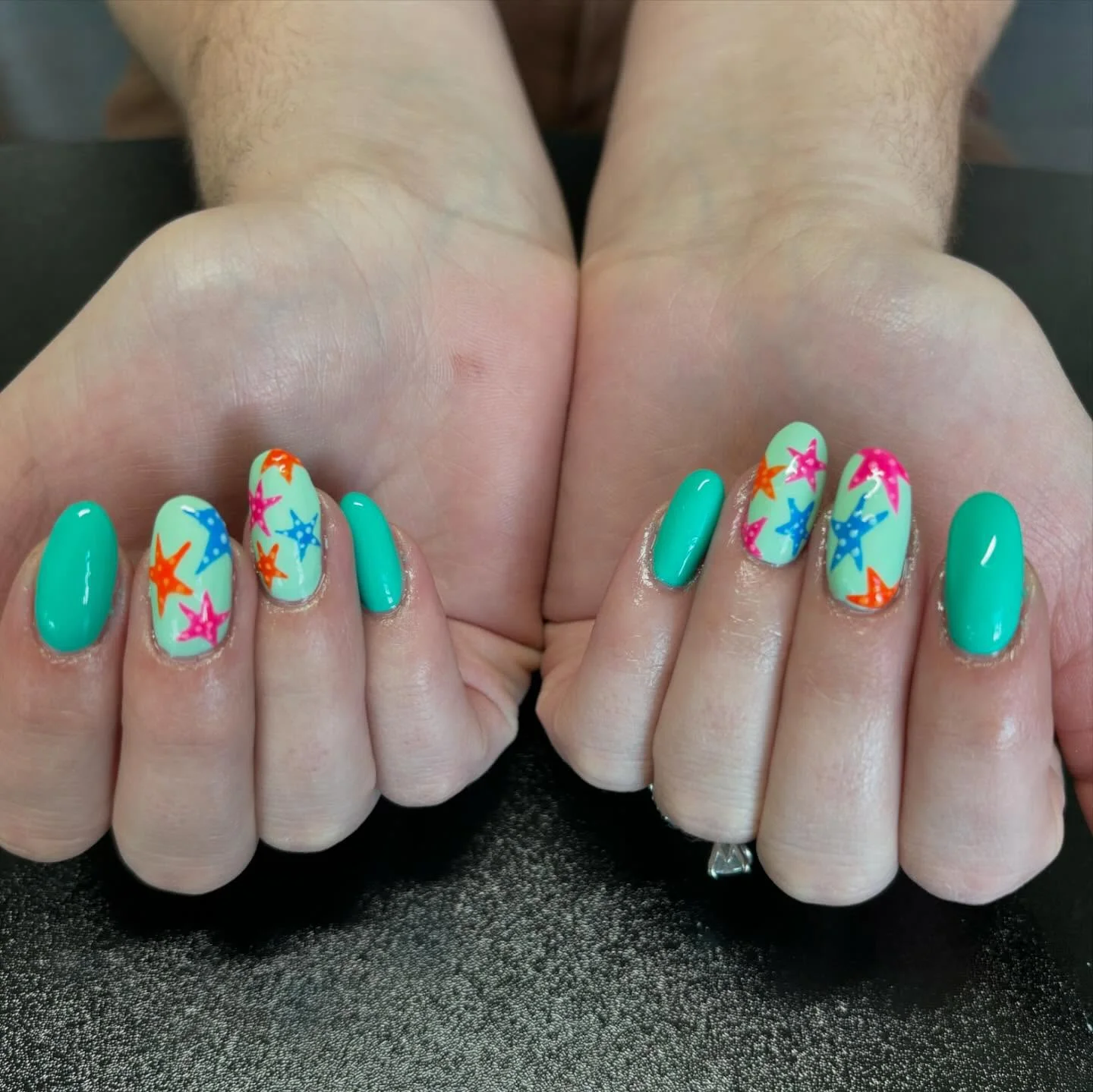 starfish summer nails 2026 Tropical Teal Starfish Party For Bold Summer Days