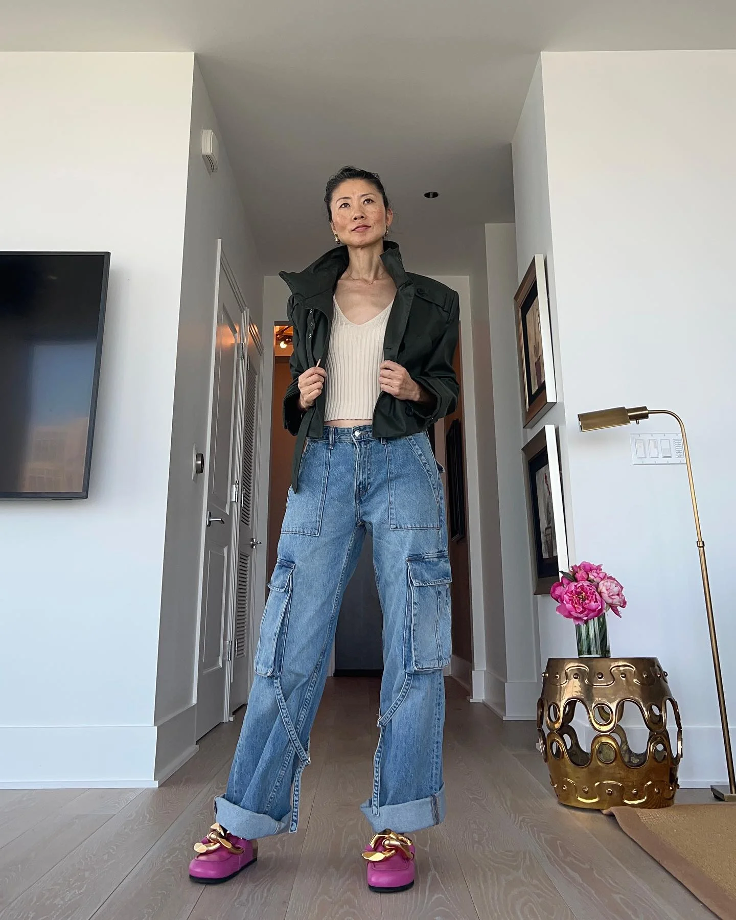 what to wear in fall 2026 over 50 Modern Cargo Denim With Unexpected Color Accents