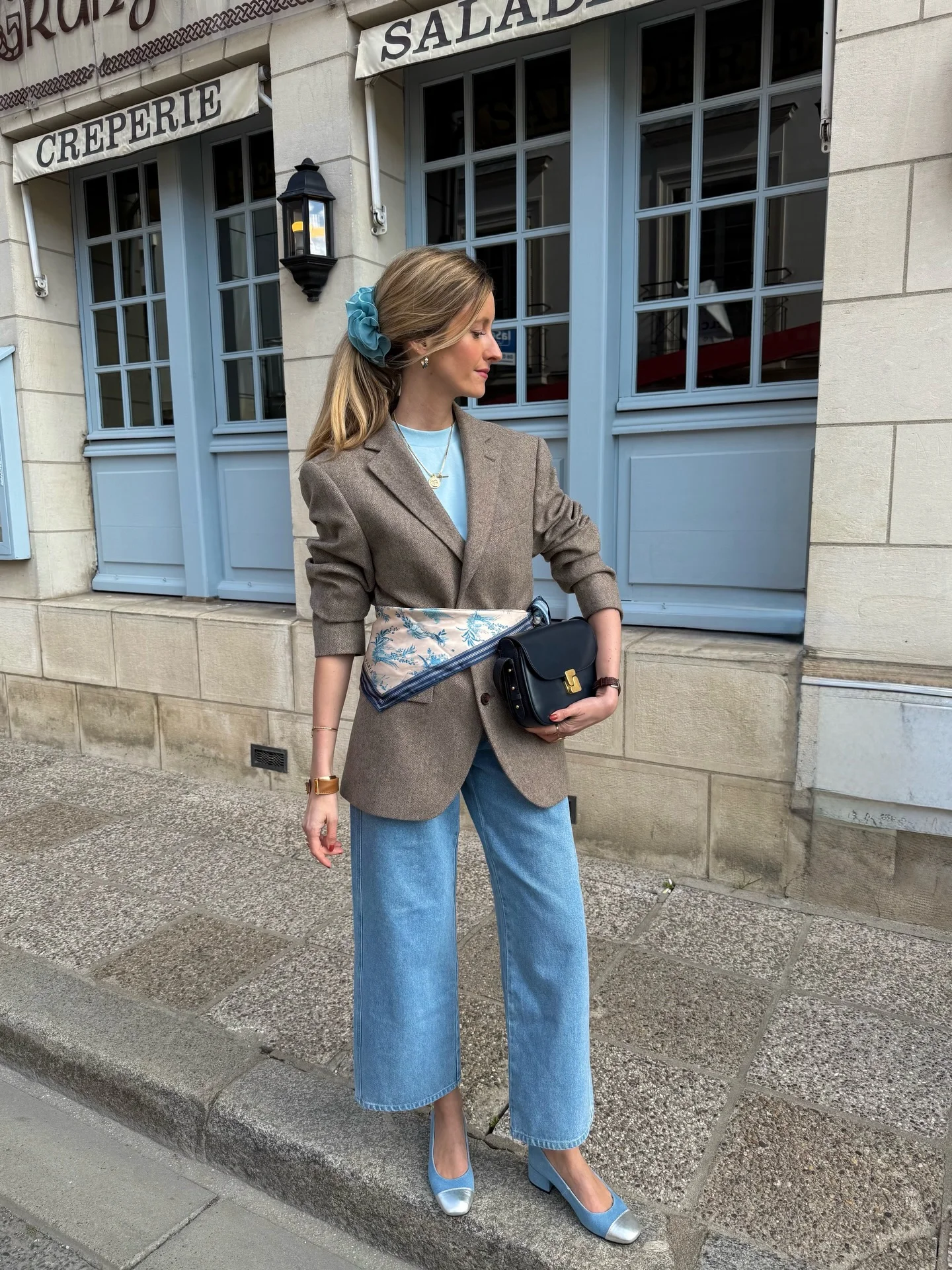 early summer outfits 2026 Powder Blue Accents Meet Relaxed Tailoring