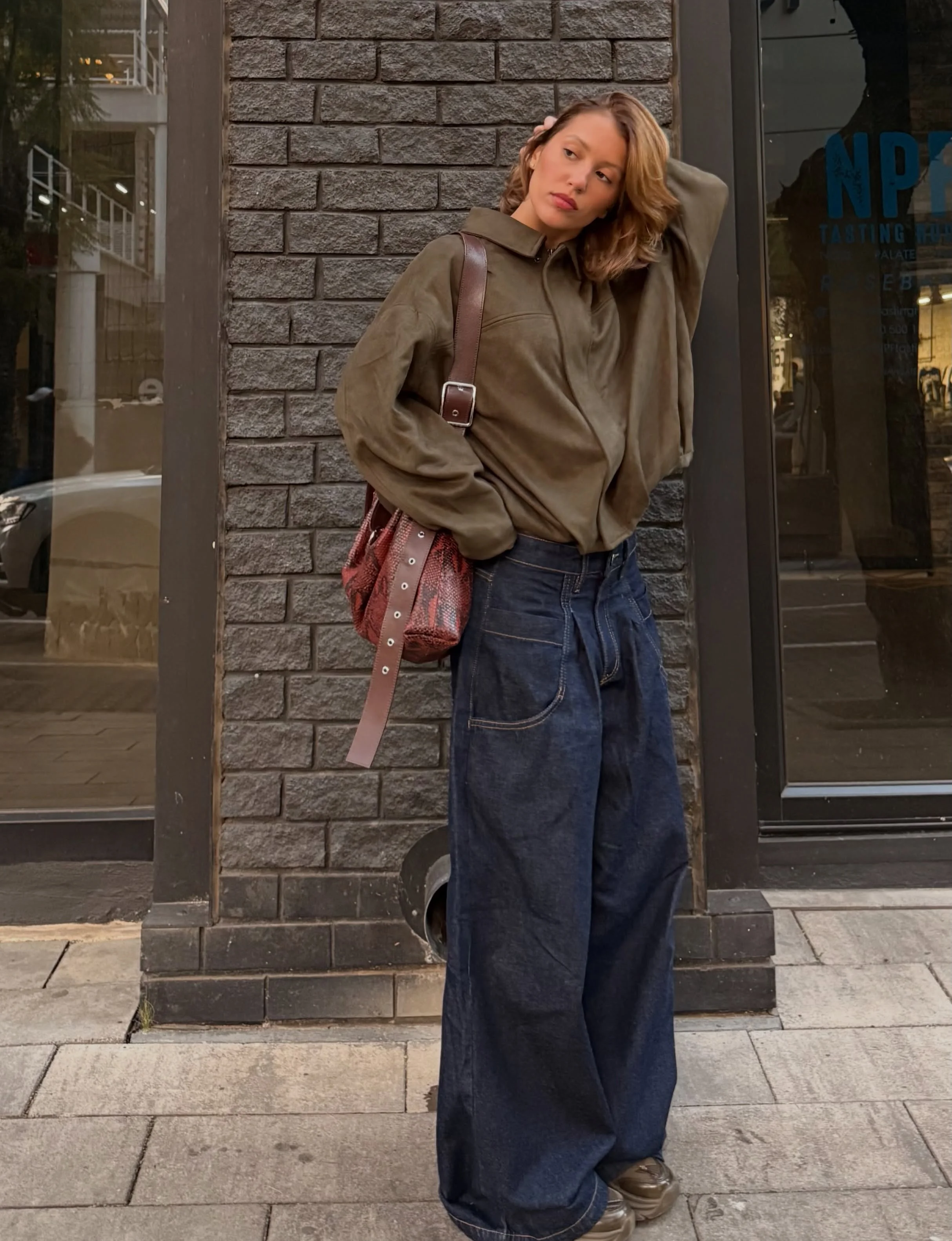 new trends fall fashion 2026 Oversized Denim And Soft Olive Tones Create Urban Cool