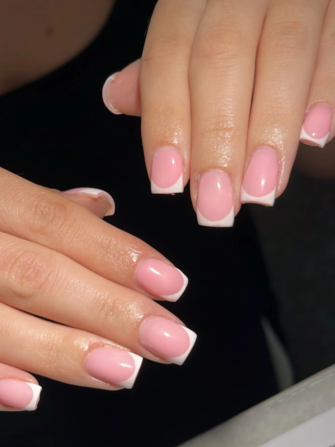 plain summer nails 2026 Classic Pink French Tips With A Modern Square Shape