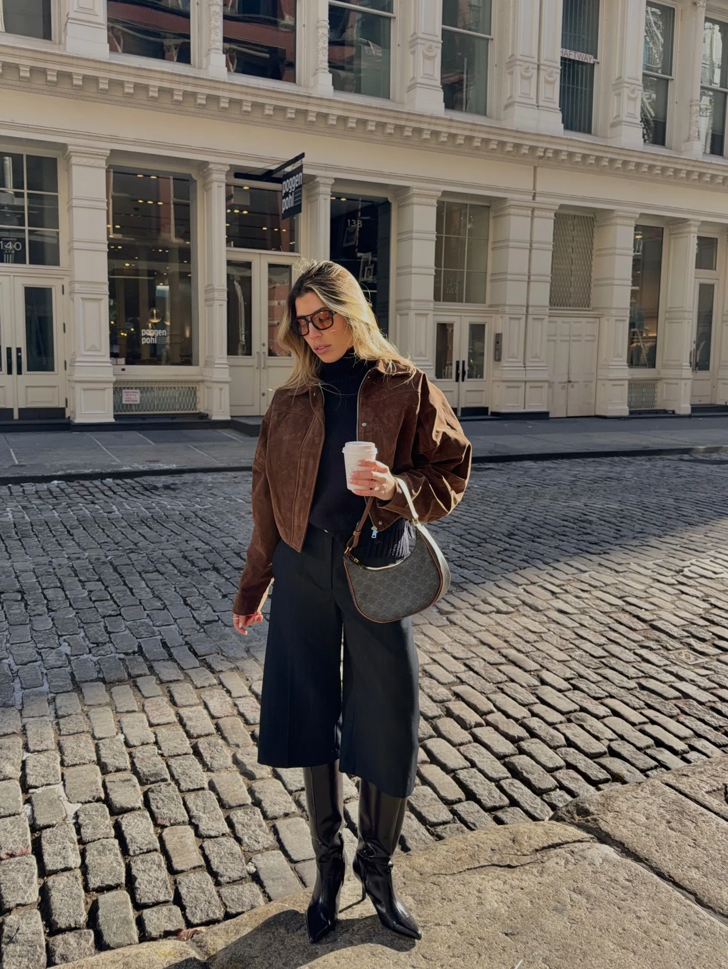 fall outfits with boots 2026 Relaxed Leather Layers With Wide-Leg Culottes