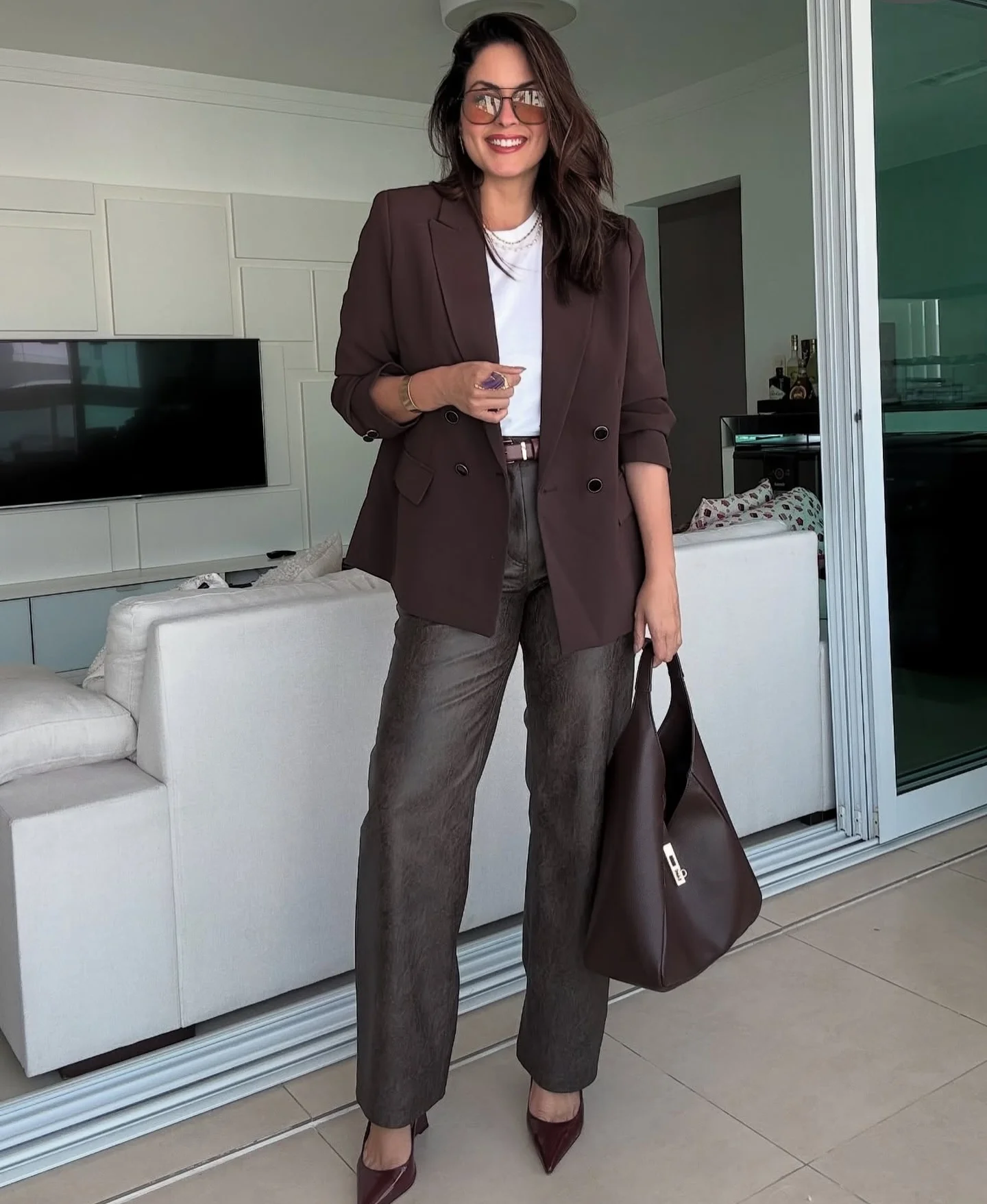 cute fall blazer outfits 2026 Rich Chocolate Layers With Elevated Everyday Appeal