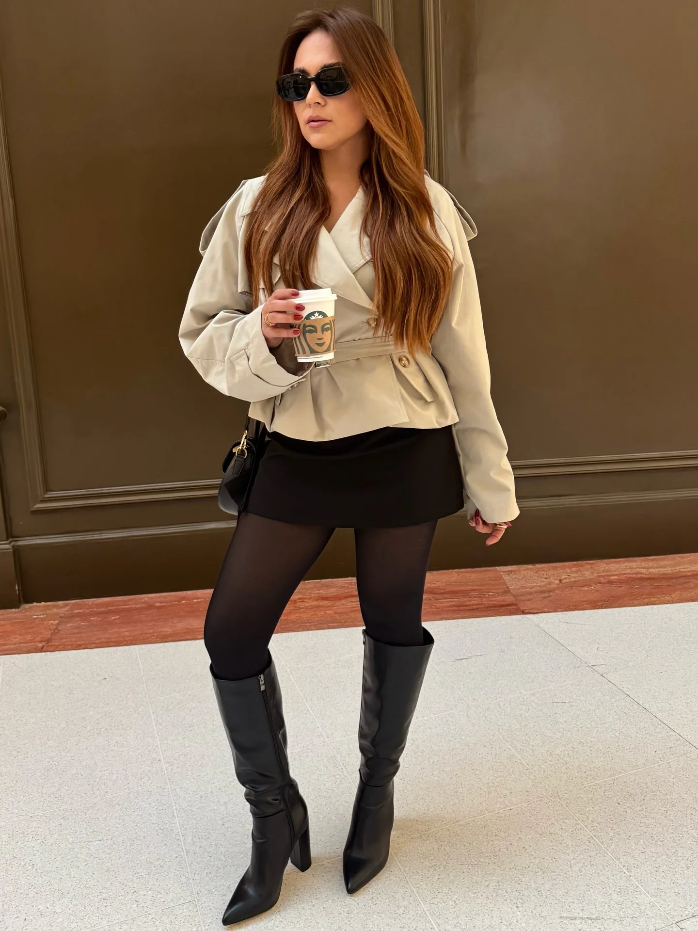 fall outfits with tights 2026 Modern Trench Styling With Sleek Black Boots