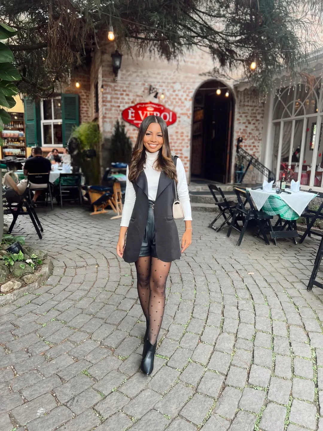 fall outfits with tights 2026 Tailored Vests And Statement Polka Dot Tights