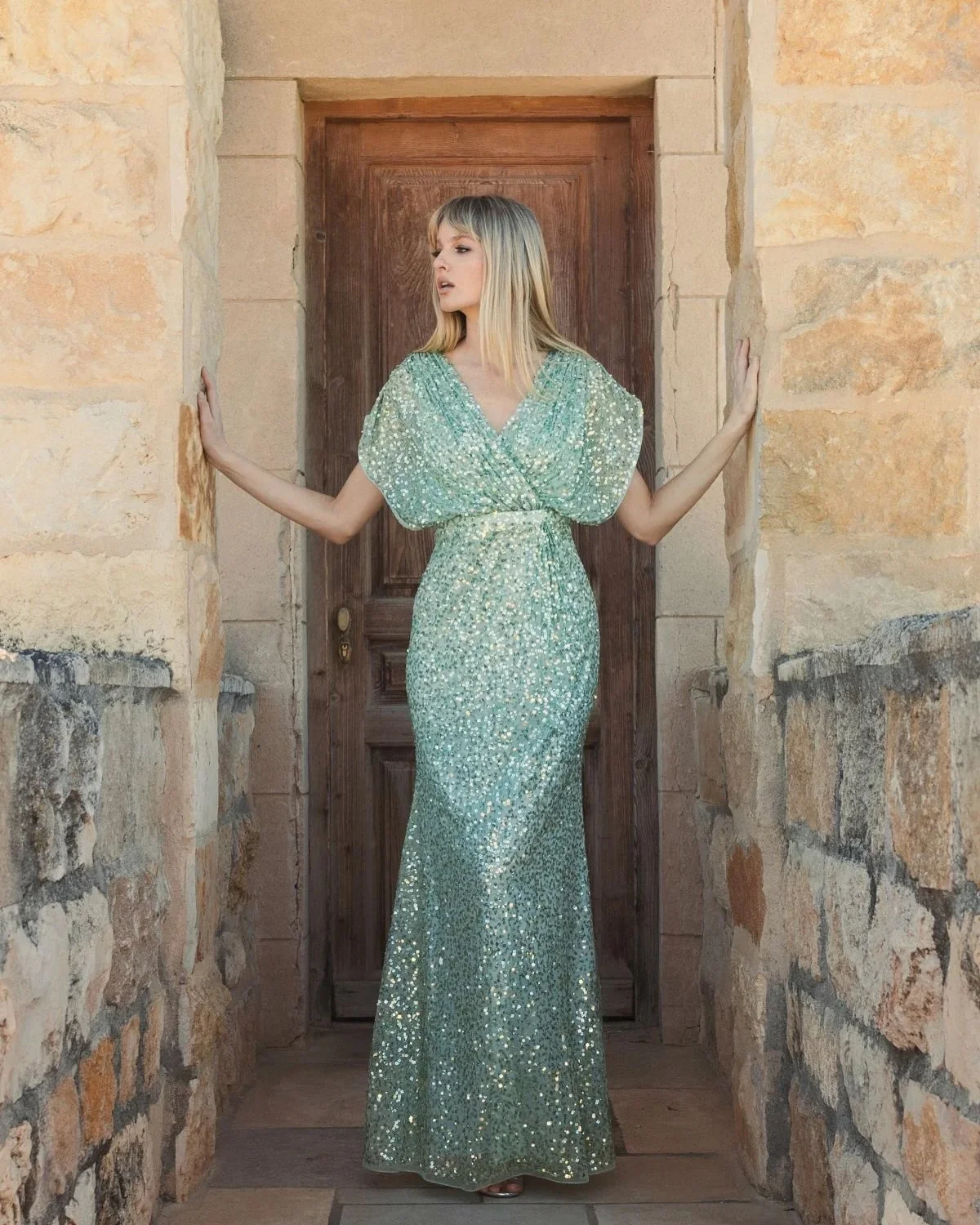 fall wedding guest dress 2026 Sequined Sage Sparkle For Black Tie Evenings