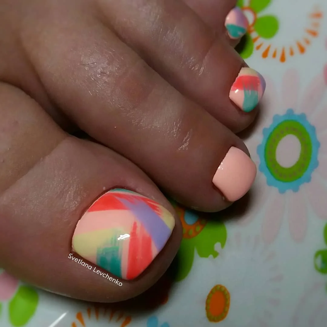 june pedicure ideas 2026 Pastel Brushstroke Art With Modern Abstract Flair