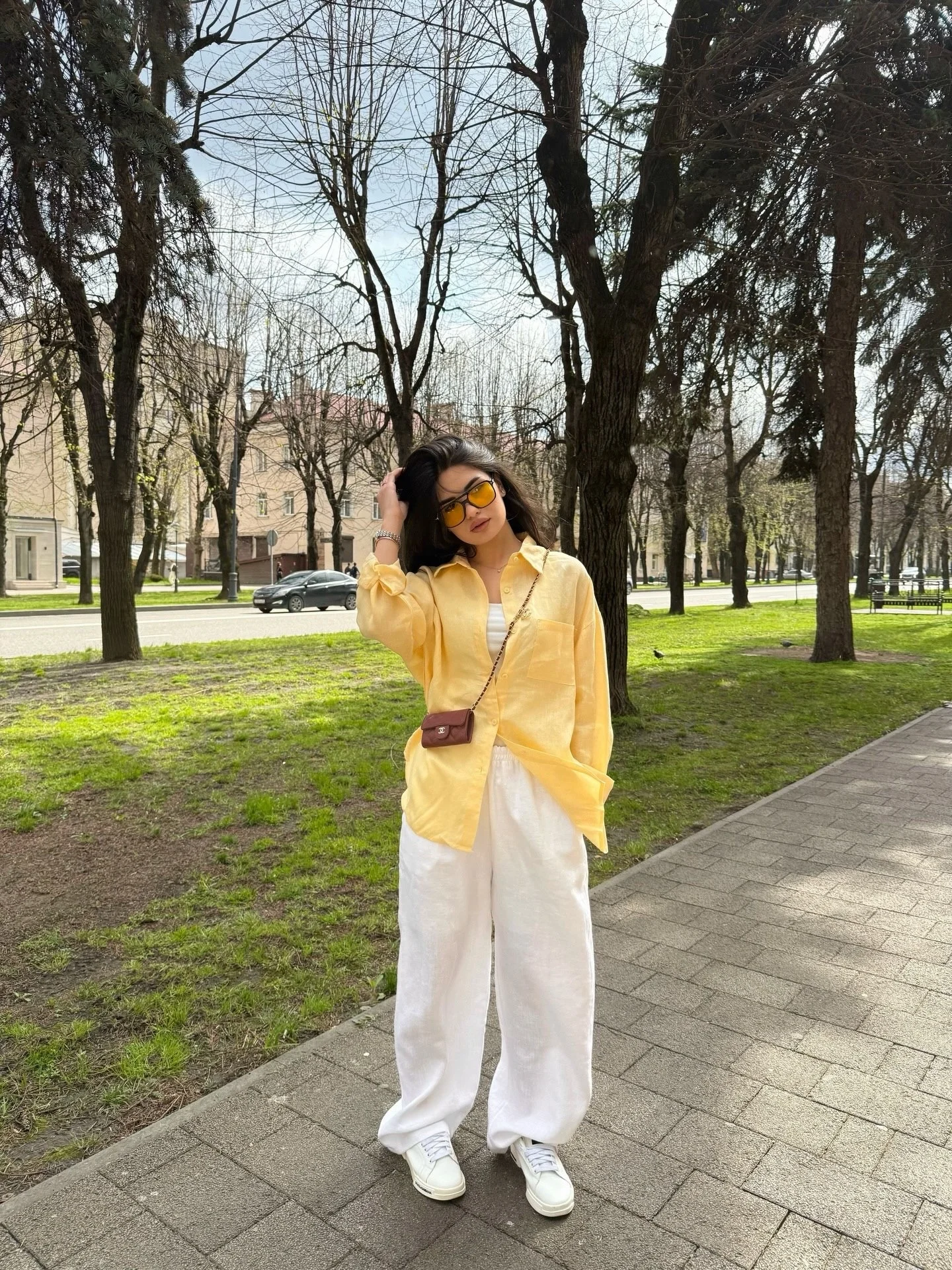 early summer outfits 2026 Sunwashed Yellow Linen And Relaxed White Trousers
