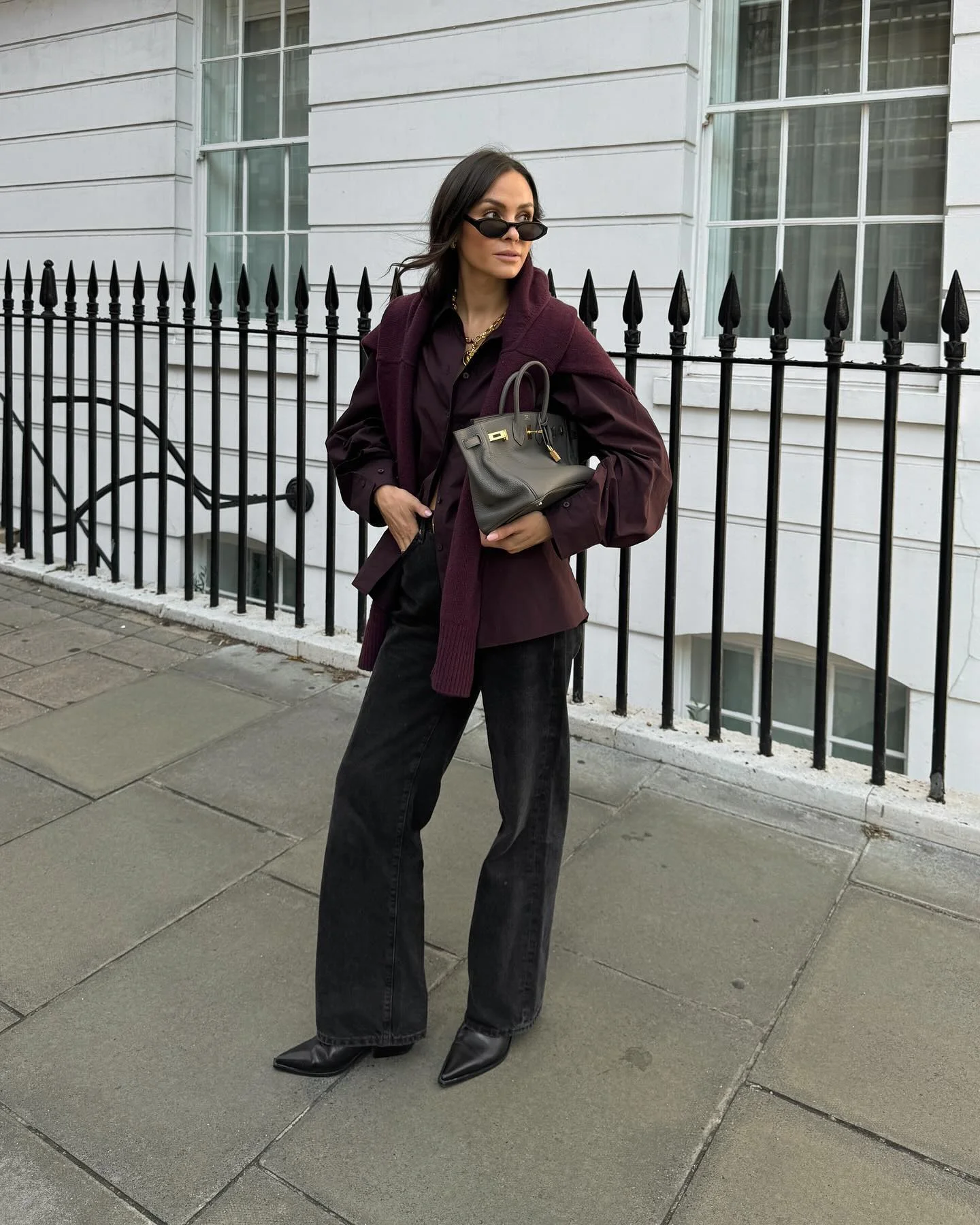 fall outfits with boots 2026 Rich Burgundy Layers And Black Denim Sophistication