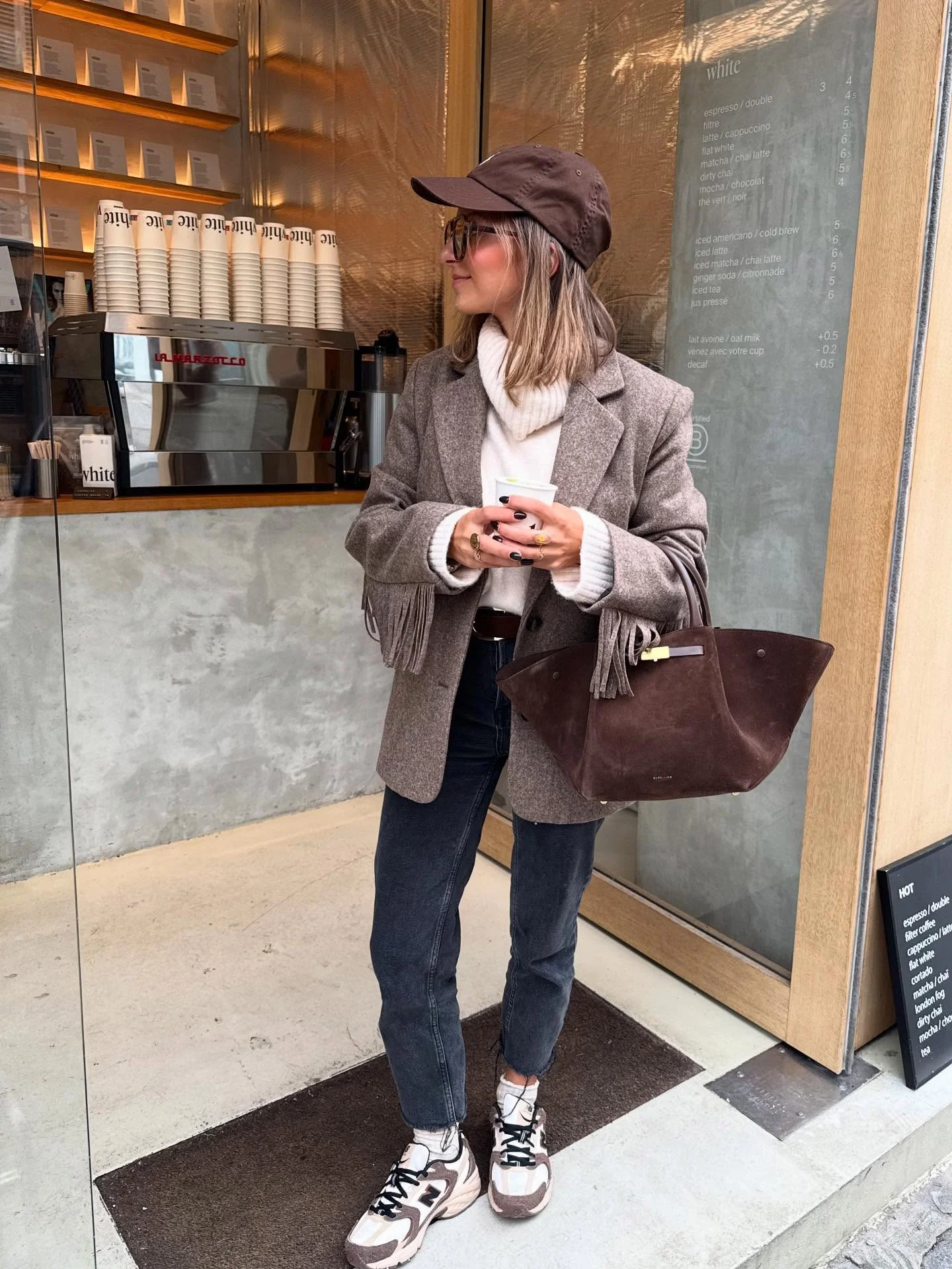 fall outfits with sneakers 2026 Coffee Run Neutrals With Elevated Everyday Sneakers