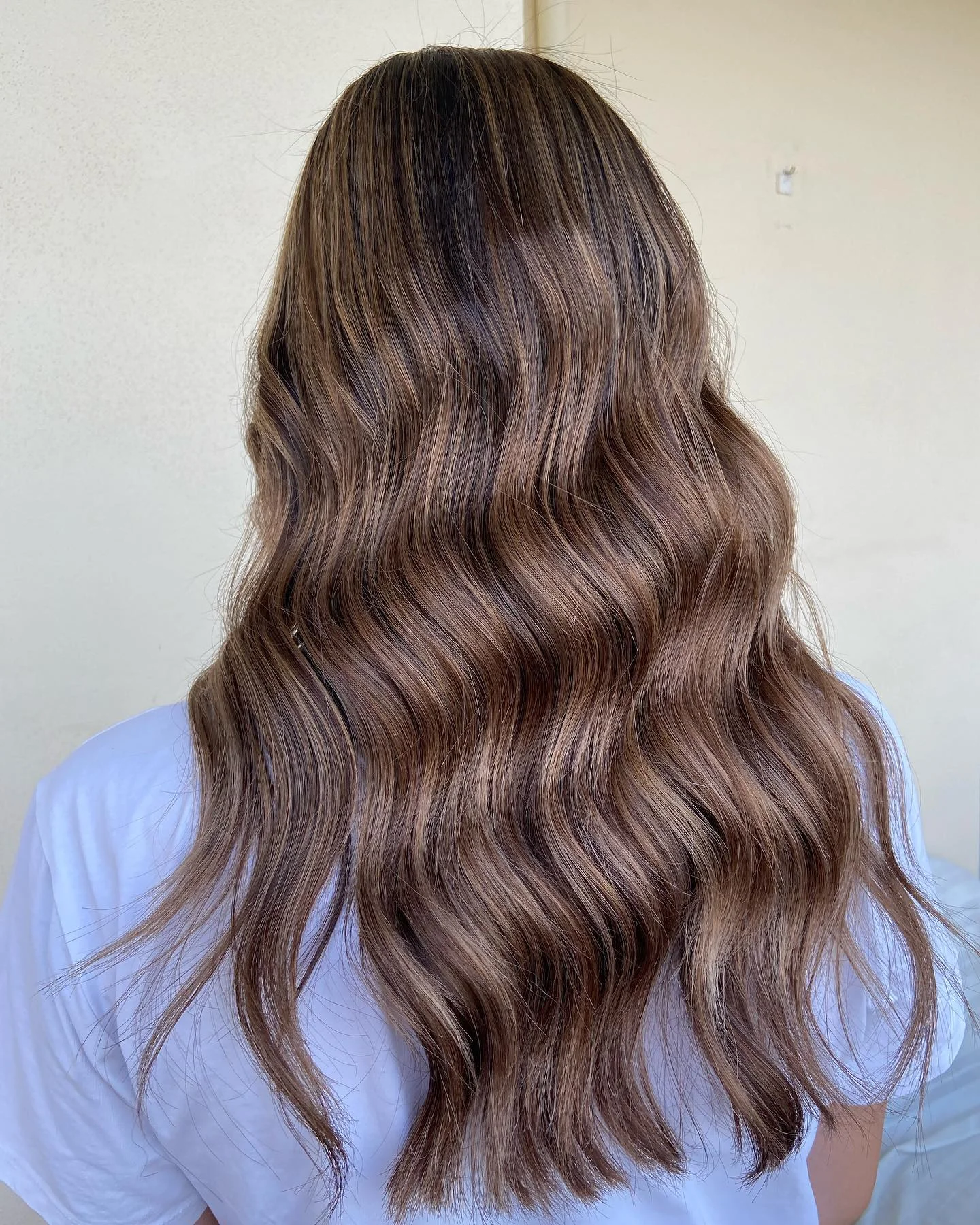 july hair color ideas Mushroom Brown Waves With Silky Dimension