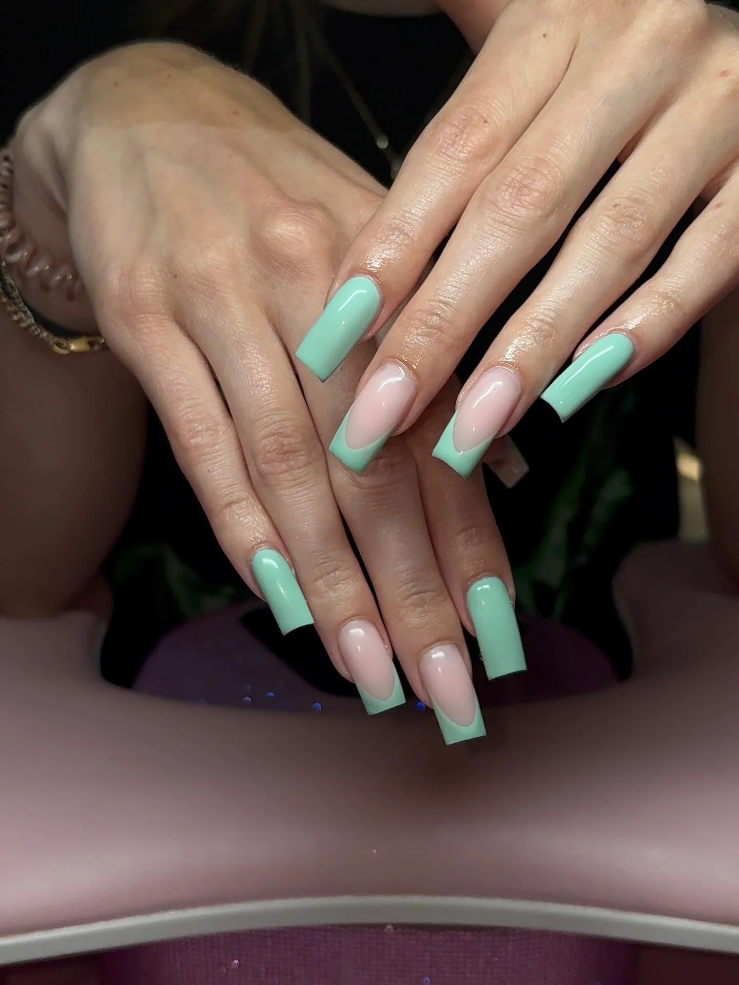 plain summer nails 2026 Mint French Tip Square Nails With A Fresh Summer Twist