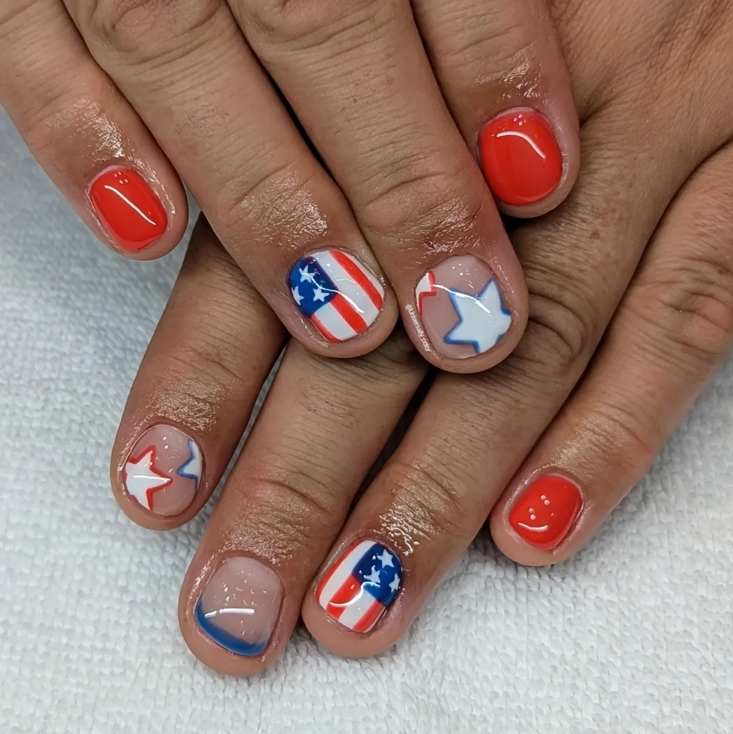 july nails design ideas 2026 Simple Patriotic Short Nails