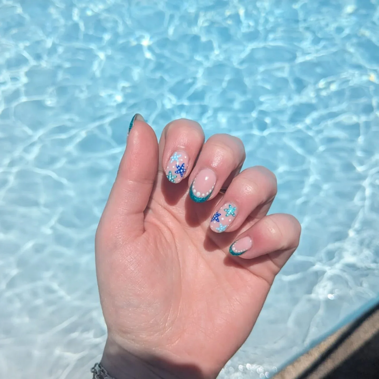 starfish summer nails 2026 Teal Ocean Starfish Nails Inspired By Crystal Water