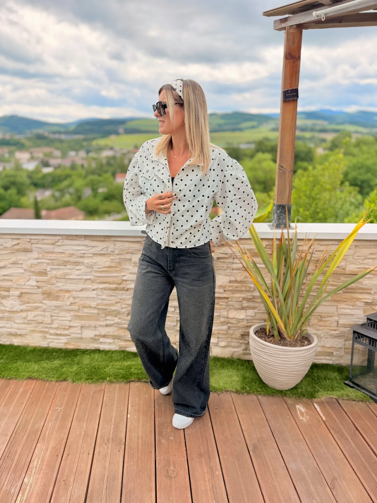 summer to fall outfits 2026 Polka Dots And Relaxed Denim With A Modern Twist