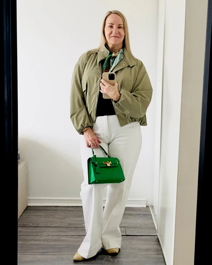 what to wear in fall 2026 over 50 Olive Utility Jacket With Fresh Modern Neutrals
