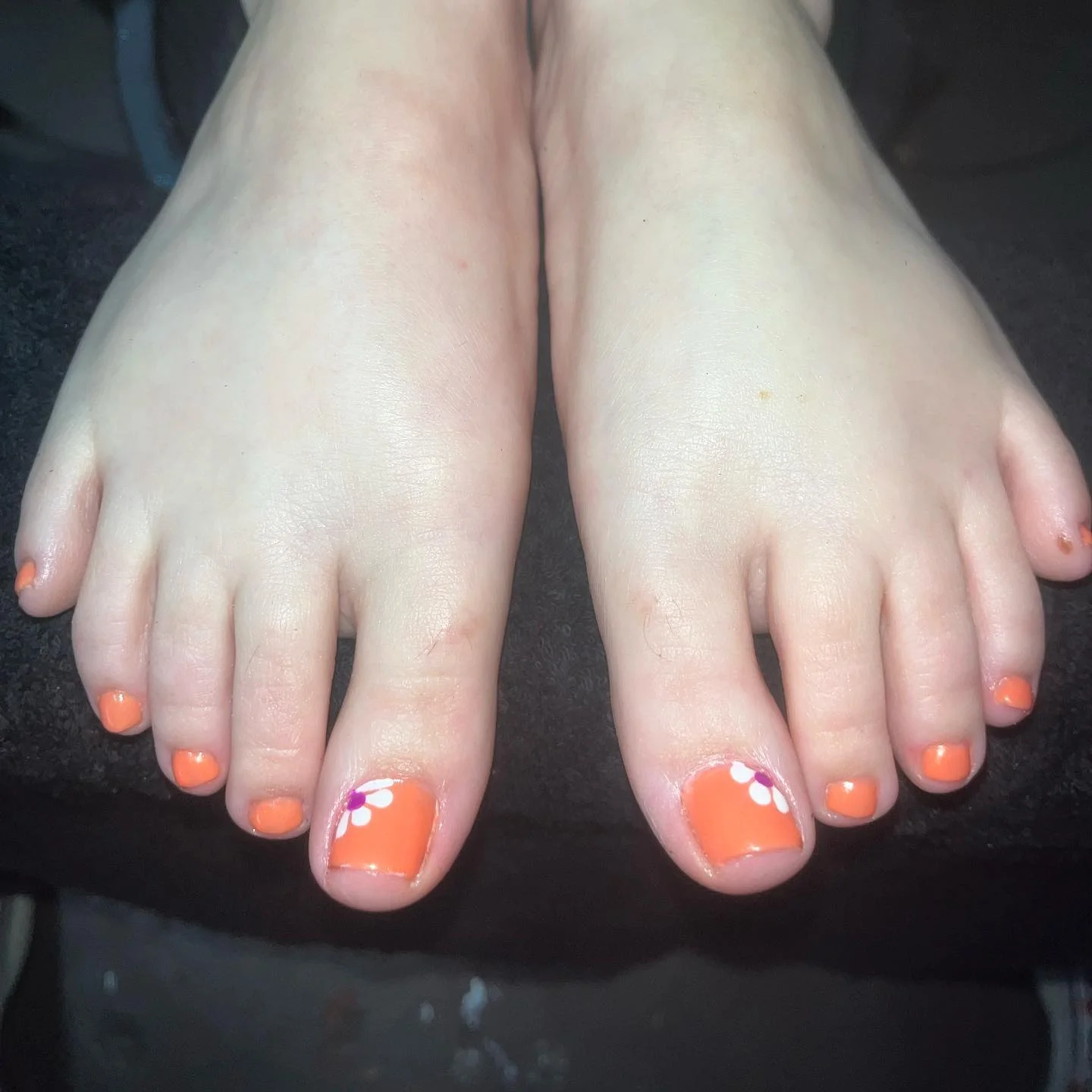 june pedicure ideas 2026 Coral Blossom Accent Pedicure With Playful Energy