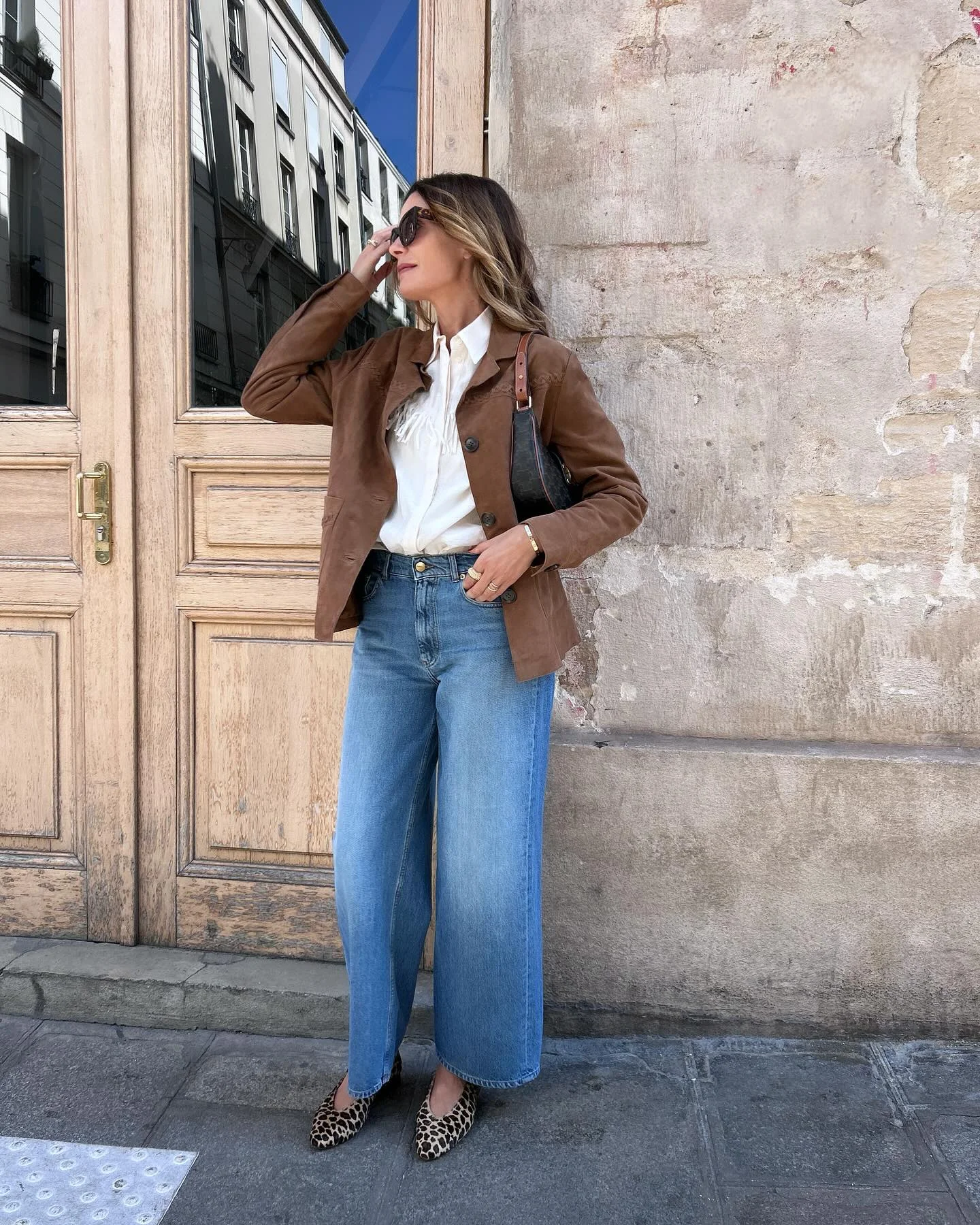 fall outfits ideas 2026 Leather Jacket And Wide-Leg Jeans Done Right