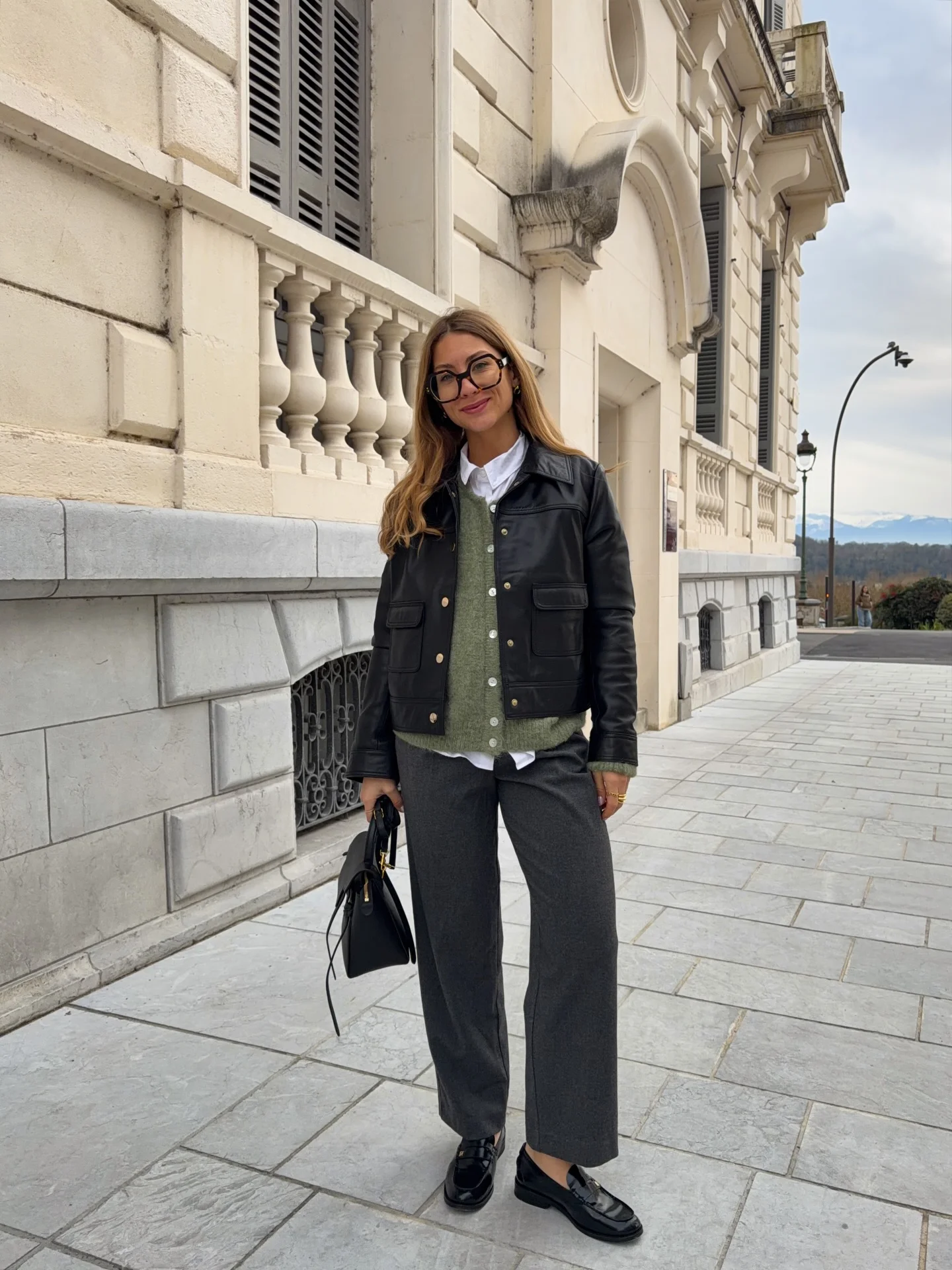 fall work outfits 2026 Leather Jacket Layering For Creative Office Days