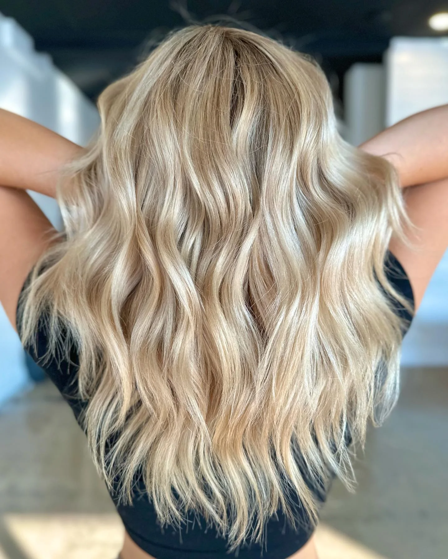 july hair color ideas Soft Vanilla Blonde Beach Waves