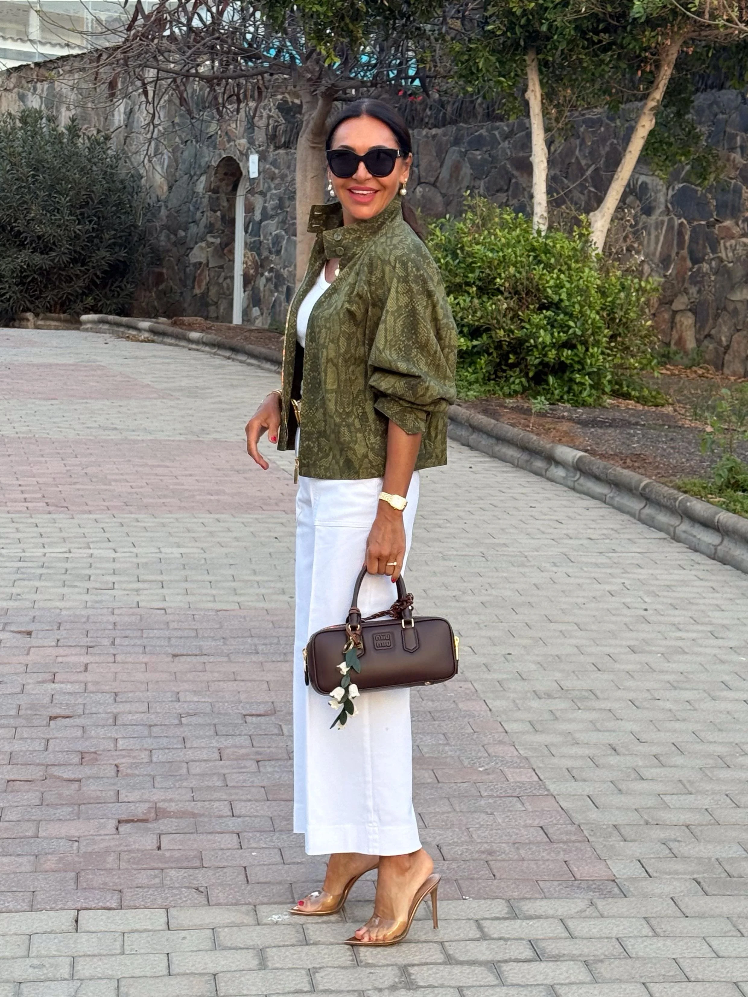 summer to fall outfits 2026 Olive Texture And Crisp White Elegance