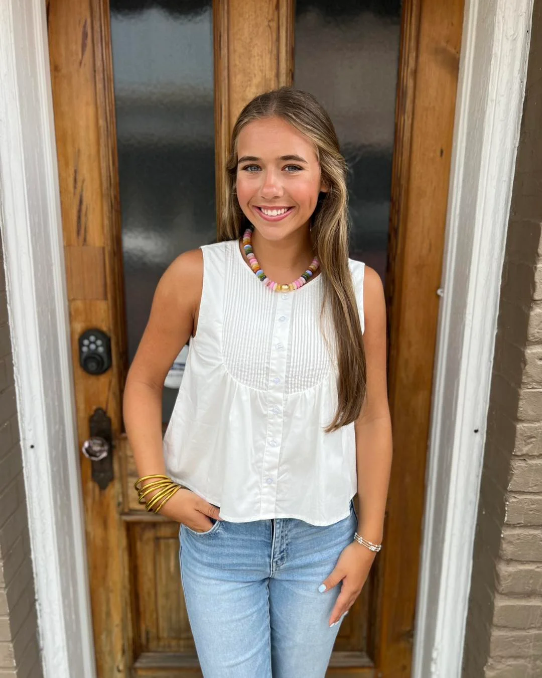 back to school outfits 2026 Fresh White Blouse And Light Denim Simplicity
