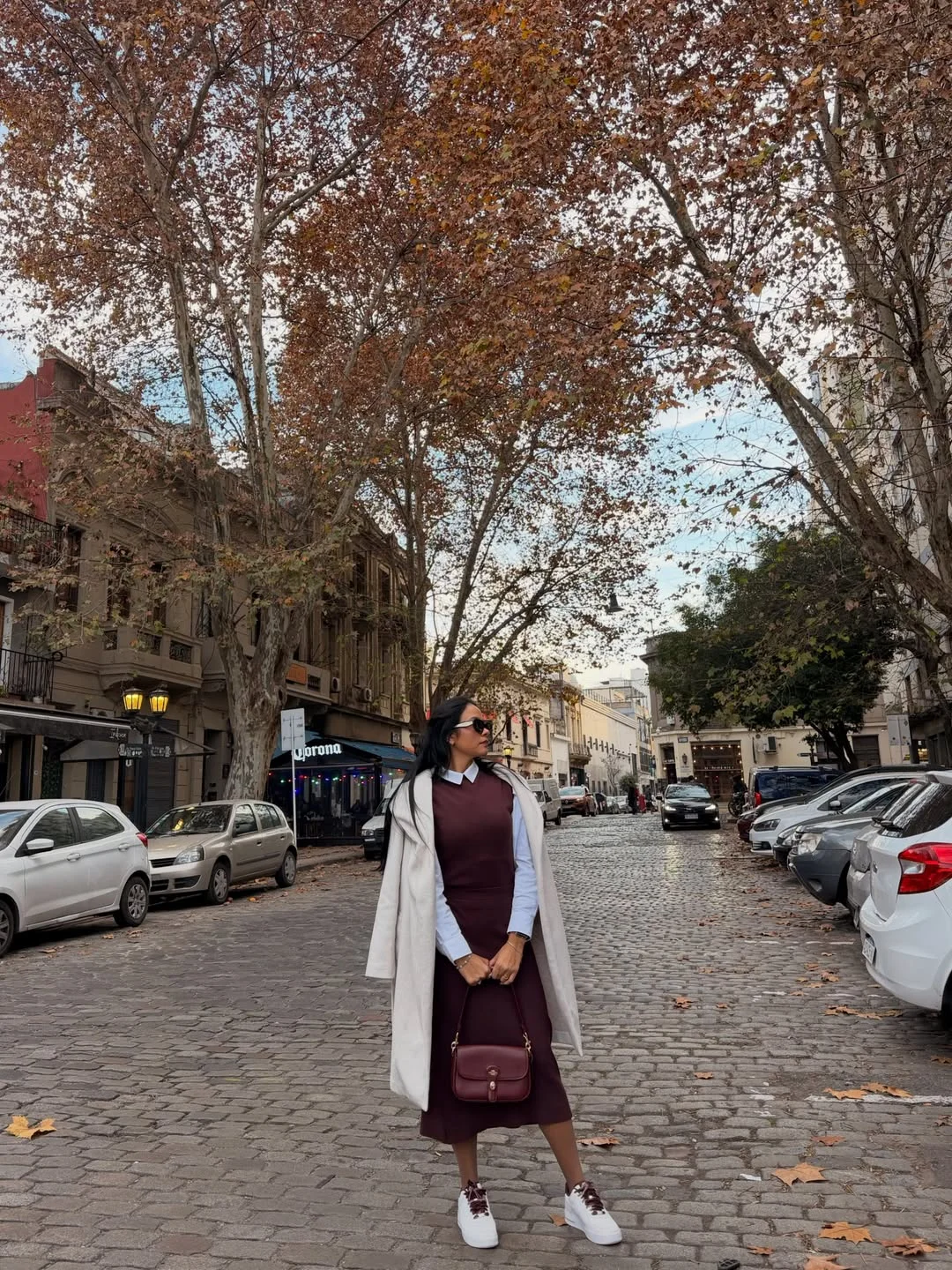 fall outfits with sneakers 2026 Burgundy Dress Styling With Crisp White Sneakers