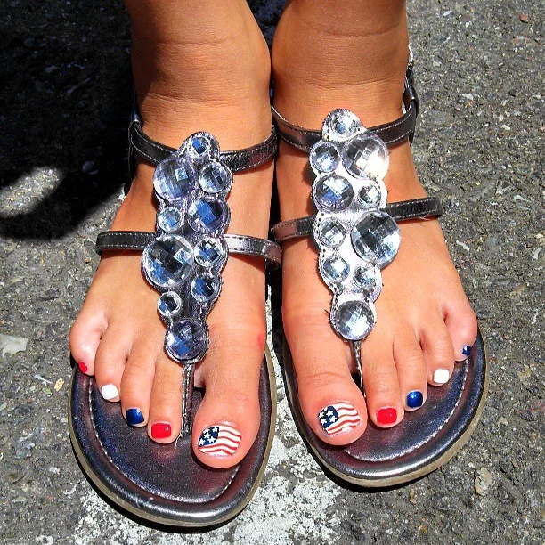 july toe nails design - summer ideas 2026 Patriotic Color Blocking With Flag Accent Details