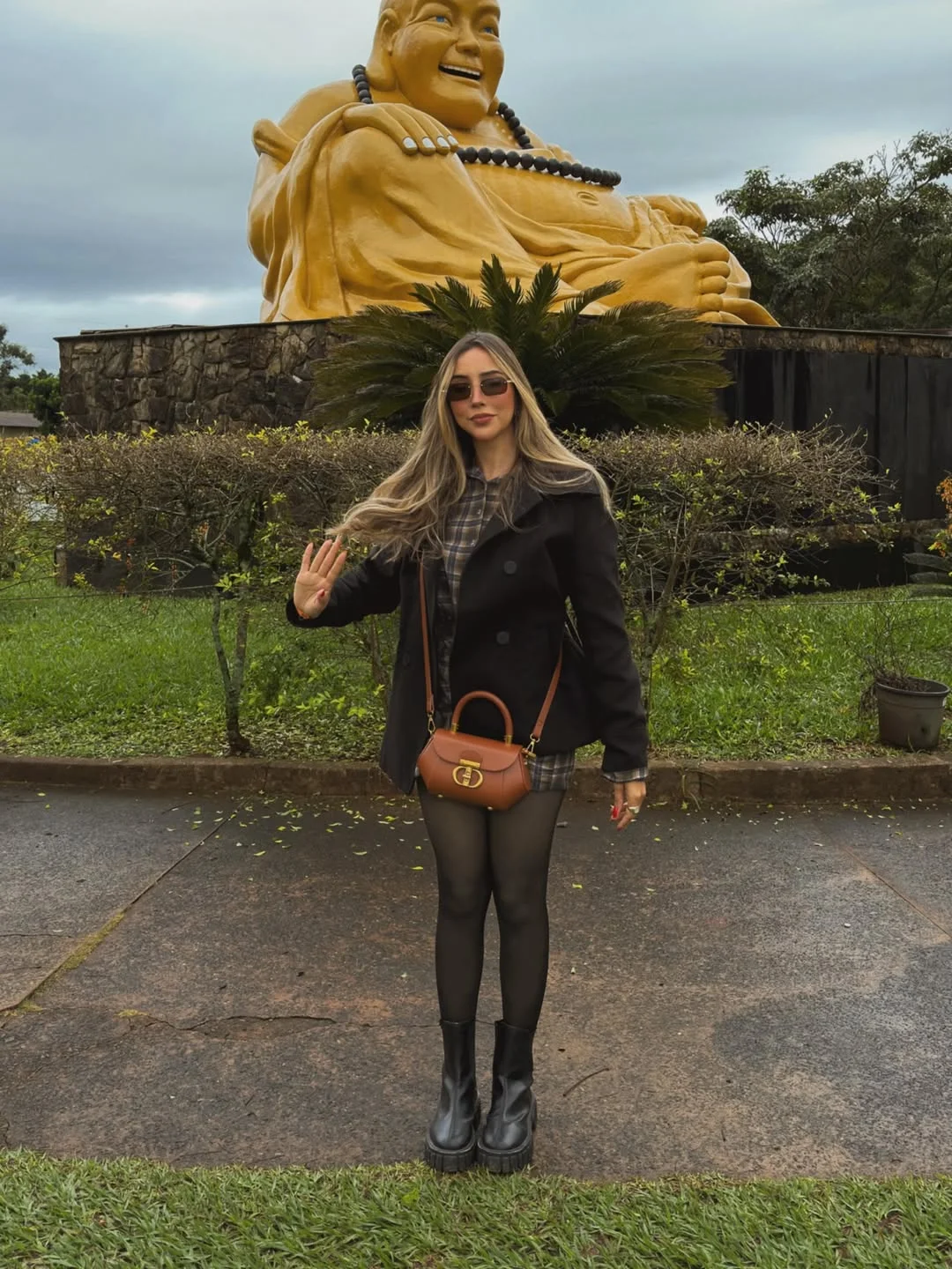 fall outfits with tights 2026 Checked Dress Layers With Cozy Weekend Energy