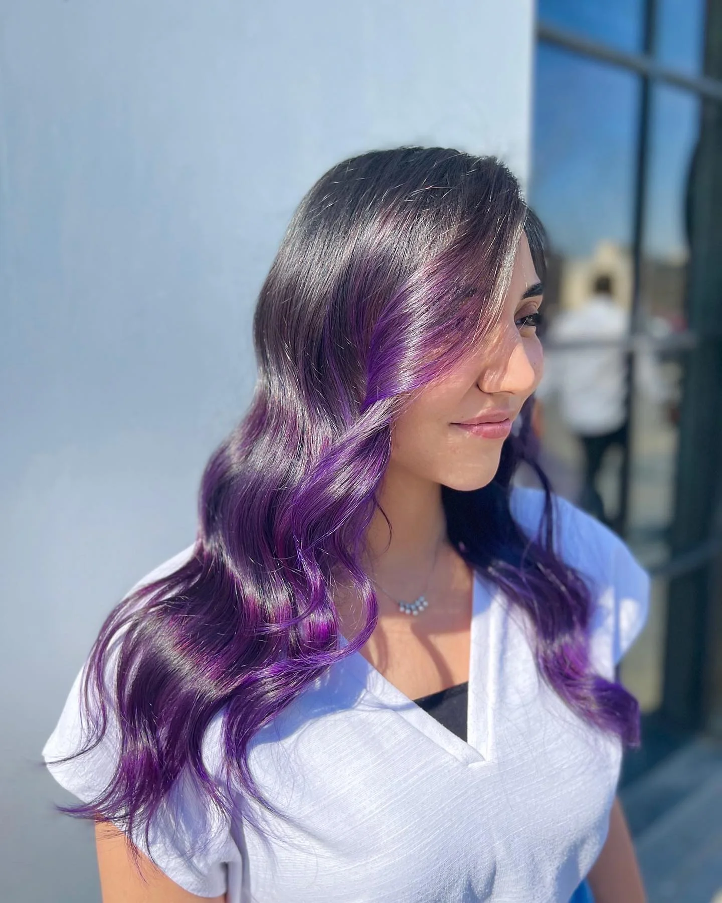 july hair color ideas Vibrant Violet Waves For A Bold Summer Statement