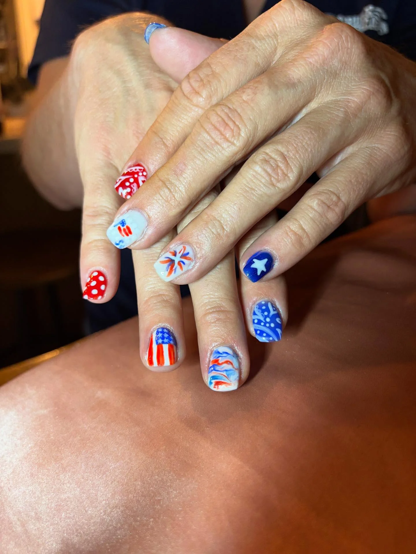 july nails design ideas 2026 Fireworks Celebration Nail Art