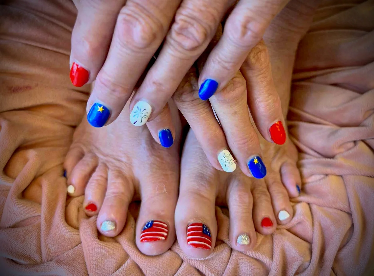july toe nails design - summer ideas 2026 Fireworks And Freedom Inspired Matching Nail Set