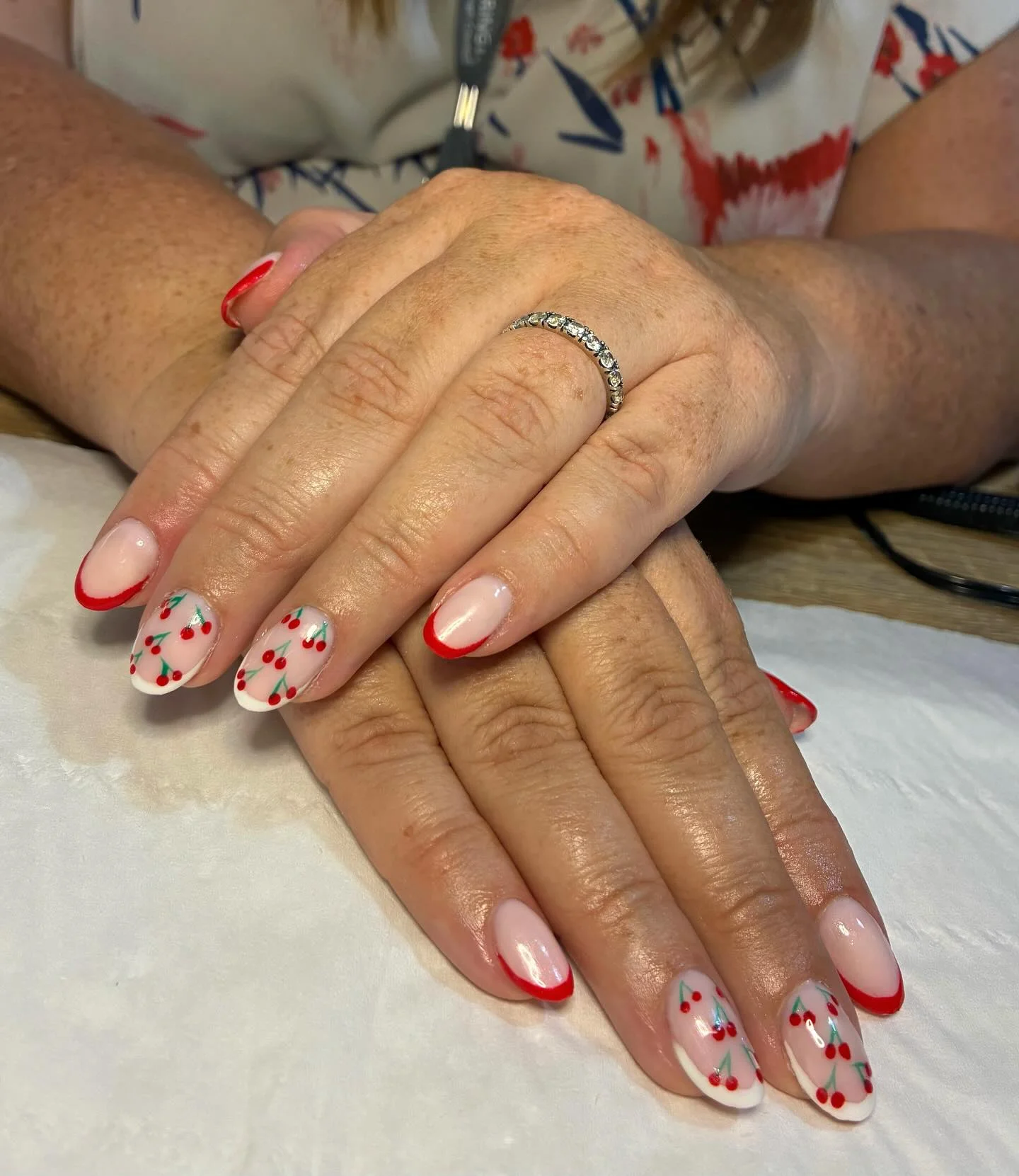 june manicure ideas Cherry French Summer Delight